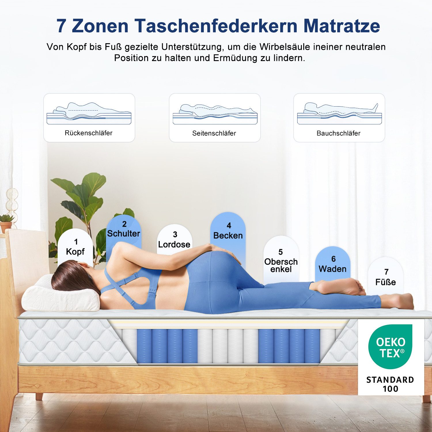 Taschenfederkernmatratze Matratze, 7 Zone Federkernmatratze Matratzen Atmun günstig online kaufen