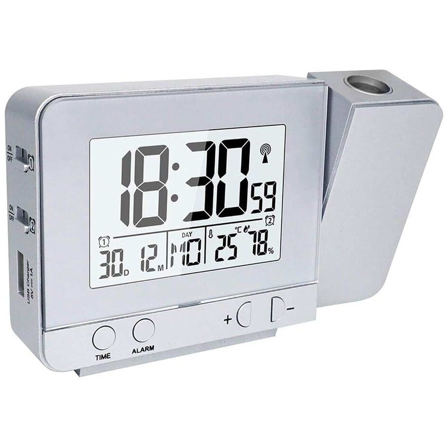 Projektionswecker Digital Wecker Digitalwecker Digitaluhr Projektion LED Alarm Ohne Akku