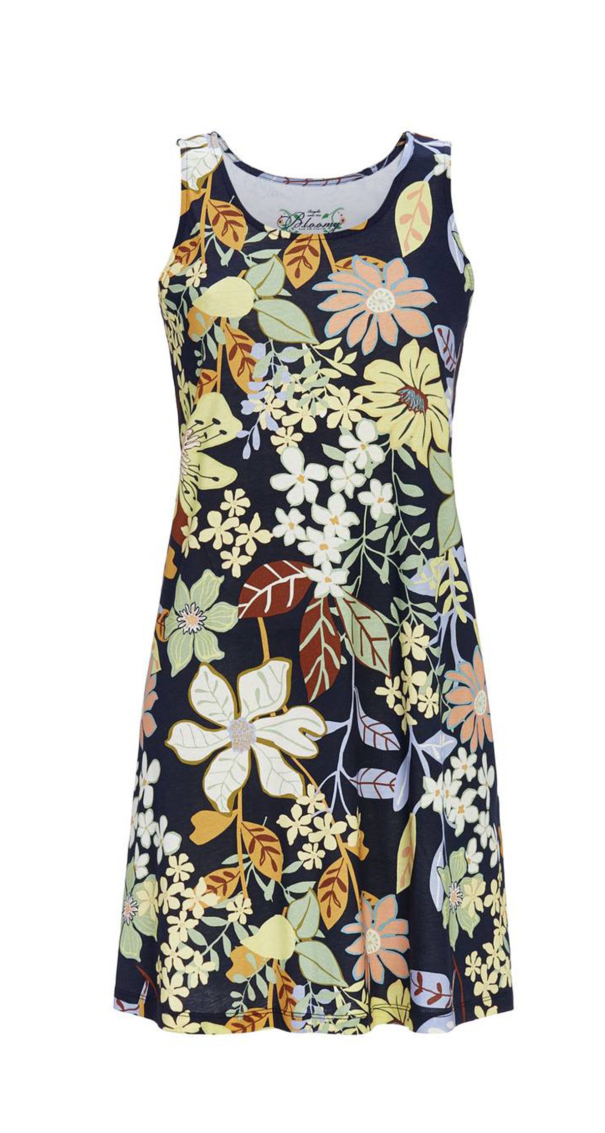 Ringella Nachthemd Ringella Bloomy Damen Nachthemd ohne Arm Dark Navy (1-tlg) Bloomy Sommernachthemd