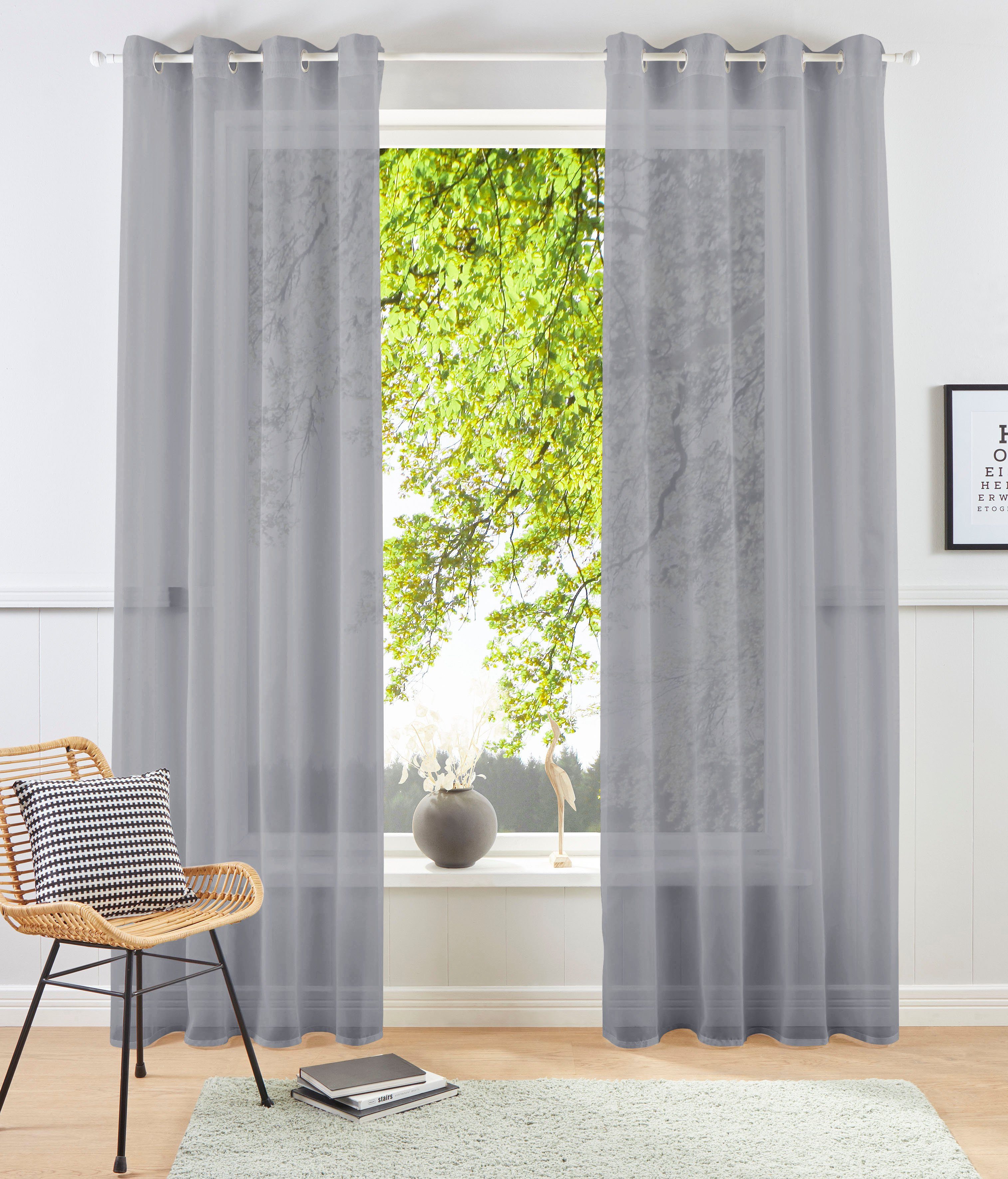 Gardine XANA, my home, Ösen (1 St), transparent, Polyester, Voile, Bestseller, einfarbig, 1 Schal, pflegeleicht, unifarben