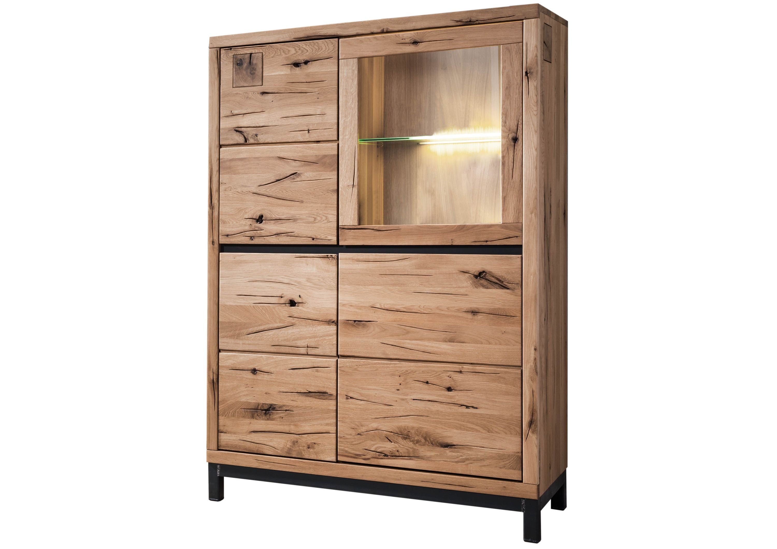 Massivmoebel24 Highboard (Massivholz), Highboard Wildeiche 103x40x148 natur geölt VILLANDERS #105