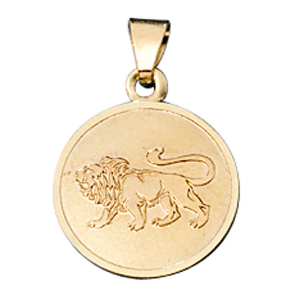Kettenanhänger Anhänger Löwe, 333 Gold, rund