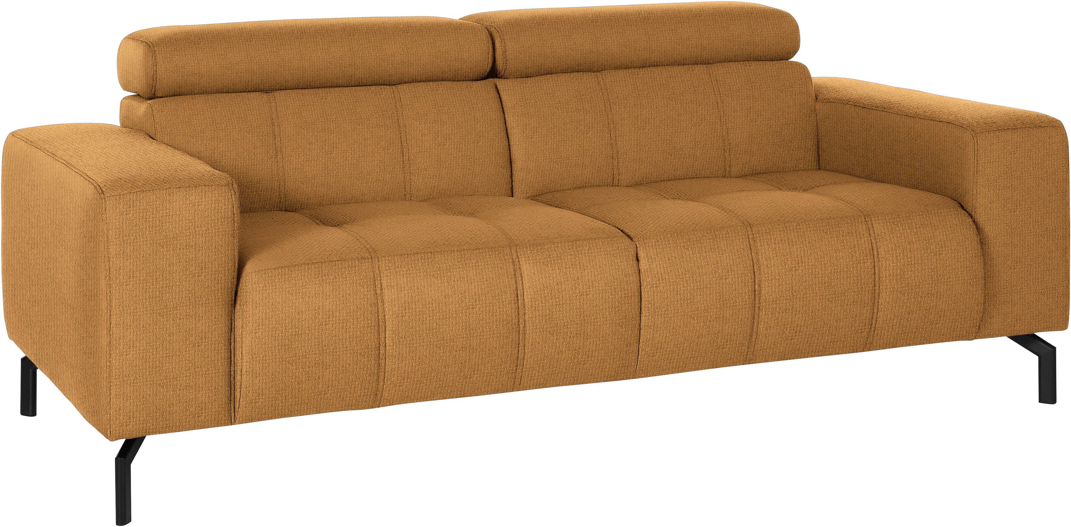 DOMO collection 2-Sitzer Cunelli zeitlos und elegant, moderne Sitznähte als Designelement, wahlweise mit 6-fach verstellbaren Kopfteilen, fester Sitzkomfort