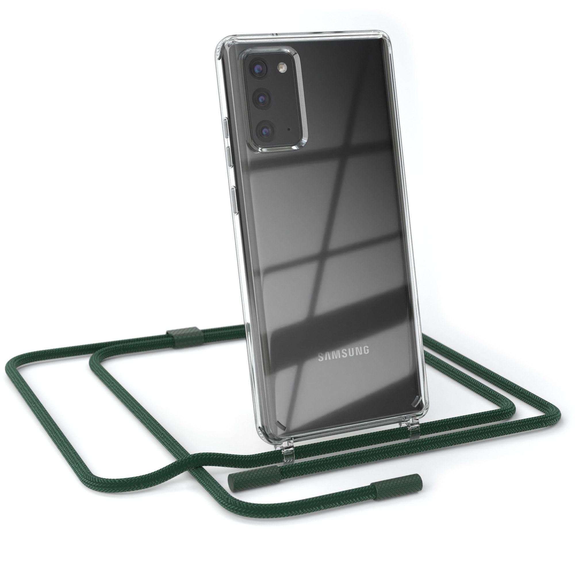 EAZY CASE Handykette Silikon Kette Unifarbe für Galaxy Note 20 / 5G 6,7 Zoll, Handykette zum Umhängen Slim Phone Chain Festivalbag Smartphone Grün