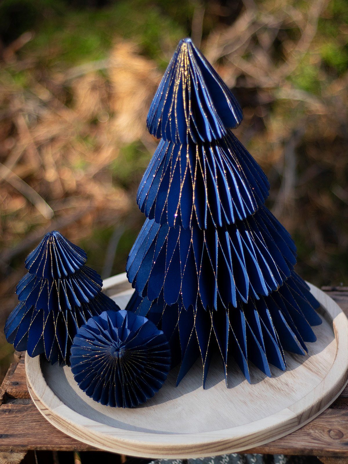 3er coopz Set blau Weihnachtsschmuck Tanne Weihnachtsbaumkugel Papier