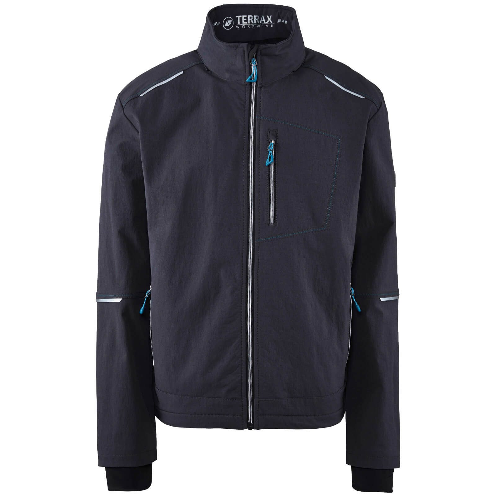 Terrax Workwear Arbeitsjacke 62075 Herren Berufsjacke leicht mit einrollbarer Kapuze und Reflekt-Details