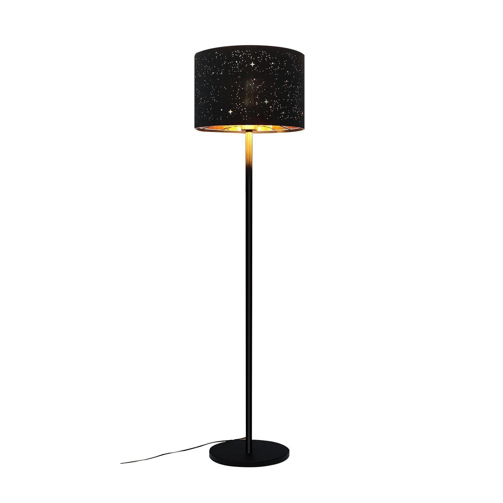 Stehlampe Wohnzimmer Stehlampe E27 Schwarz Gold Sternenhimmel Stoffschirm