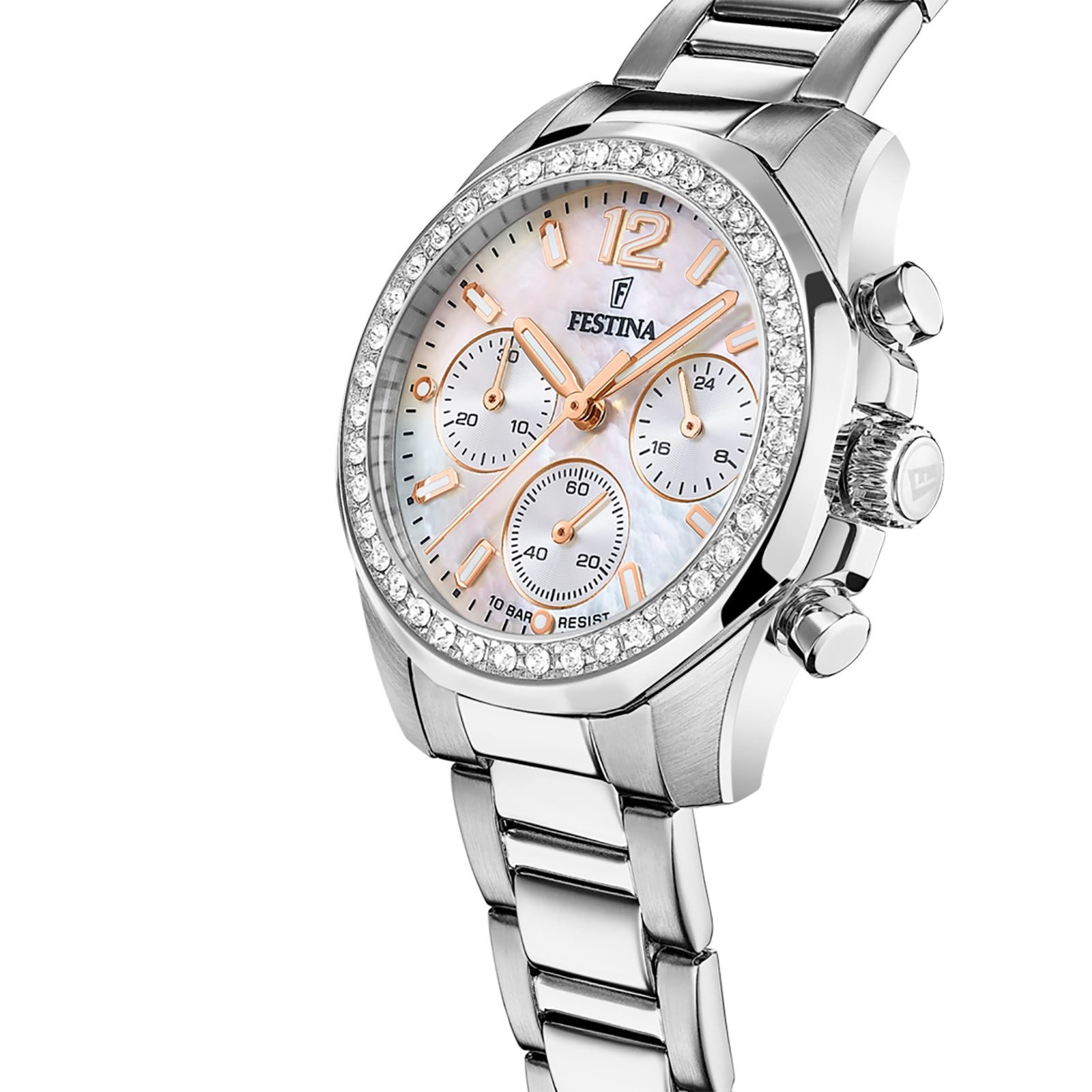 Festina Quarzuhr Festina Damenuhr Boyfriend, (Analoguhr), Damen Armbanduhr rund, Edelstahlarmband silber, Casual