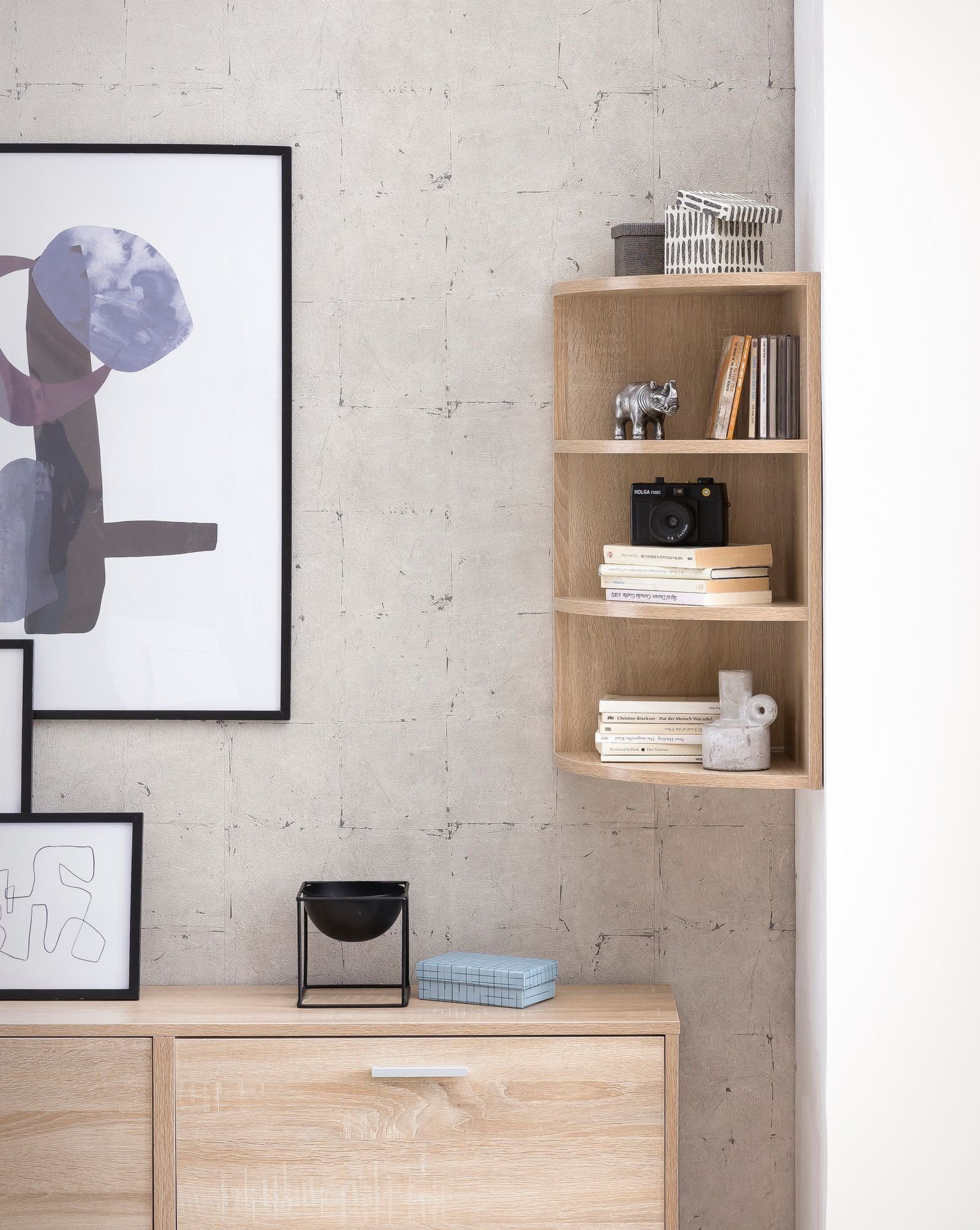 möbelando Regal Eckregal Sonoma 30x60x30 cm WL5.842 Holz Wandregal Eck Hängeregal, 30 x 60 x 30 cm (B/H/L)