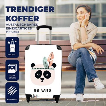 MuchoWow Handgepäckkoffer Zitate - Panda - Wild sein - Pfeil - Kinder, 4 Rollen, Reisetasche mit rollen, Handgepäck für Ferien, Trolley, Reisekoffer