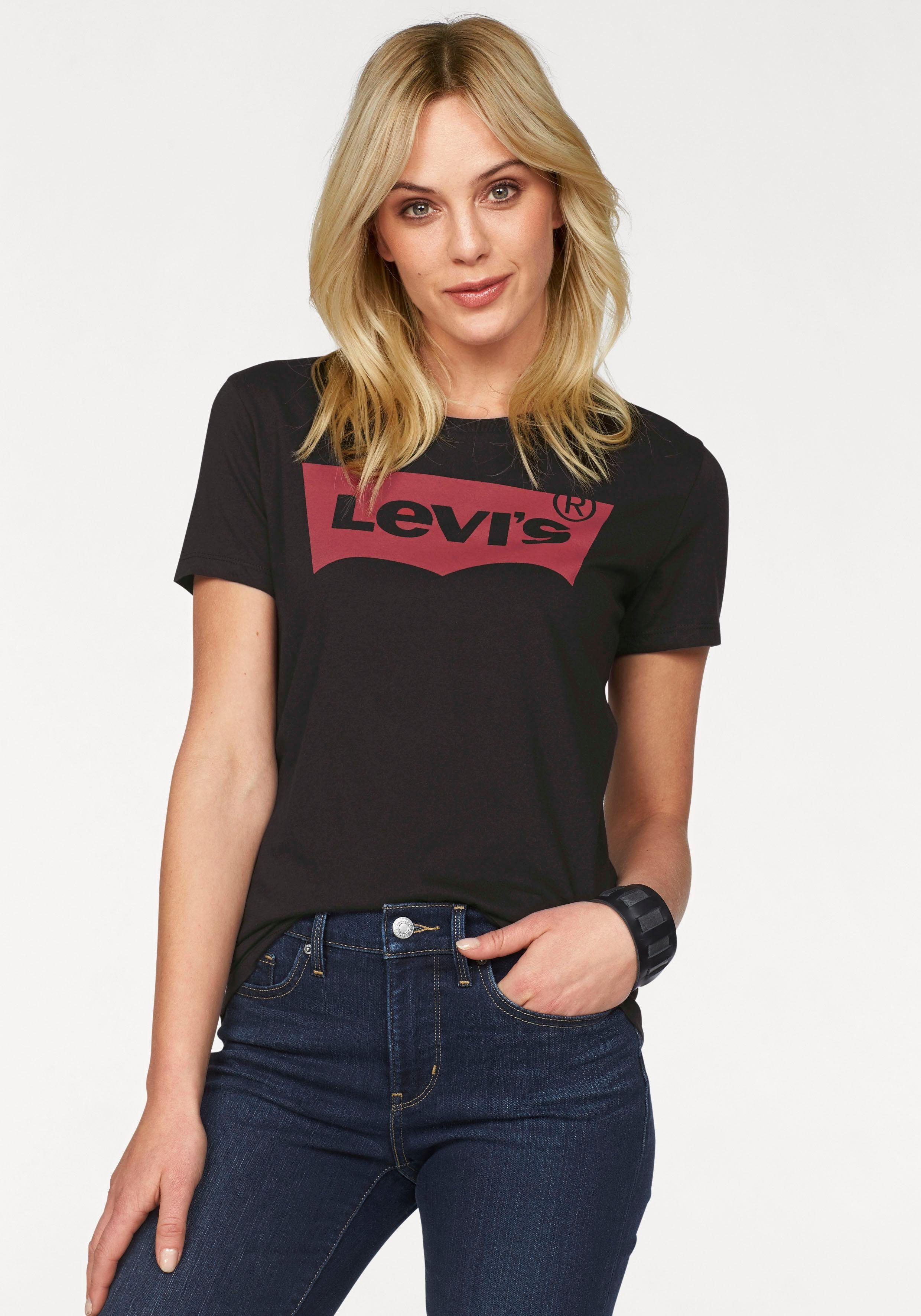 Levi's® T-Shirt The Perfect Tee mit Logoprint Batwing black/red
