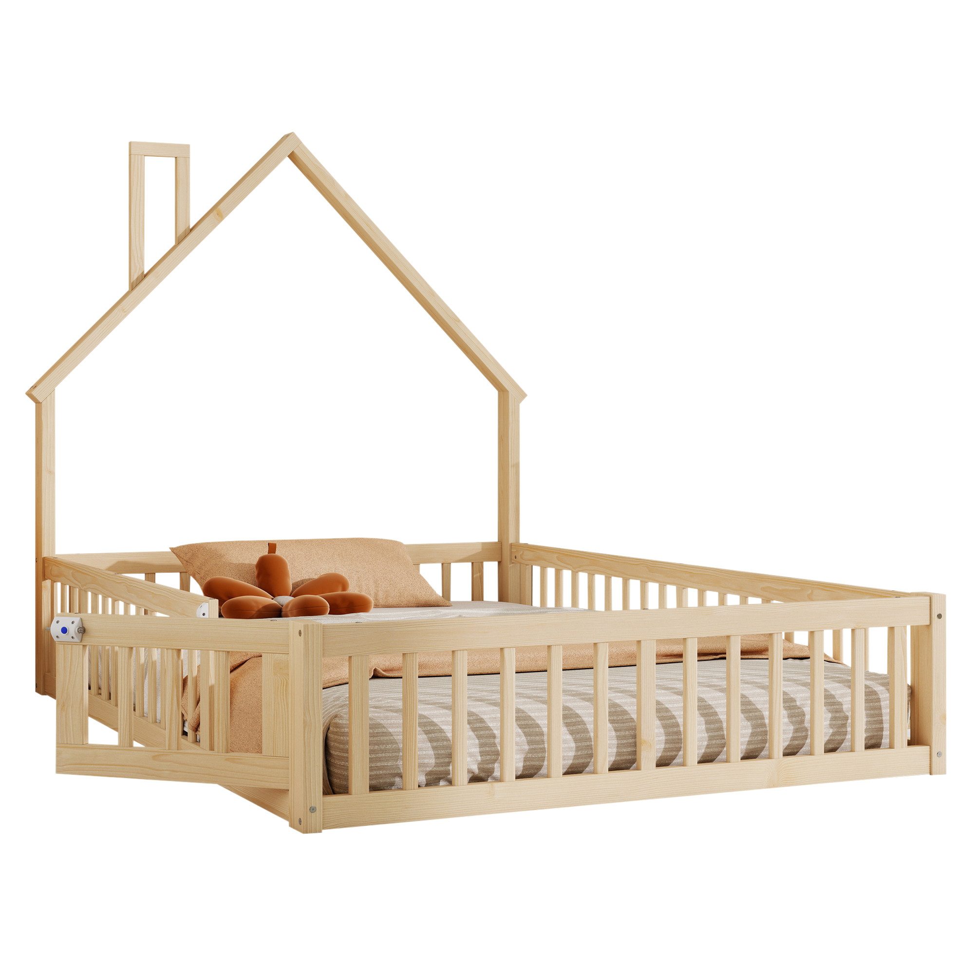 Hausbett mit Lattenrost und Zaun
