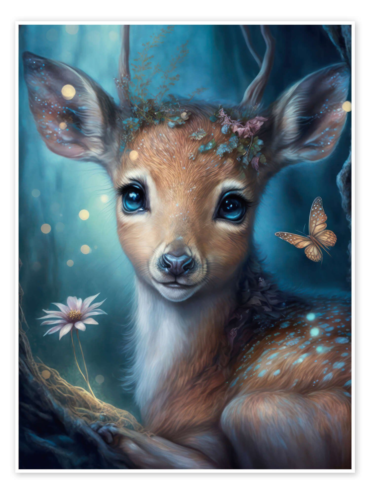 Posterlounge Wandbild Zauberhaftes Rehkitz, Dolphins DreamDesign, erhältlich als Poster, Leinwandbild, Wandsticker oder Acrylglasbild