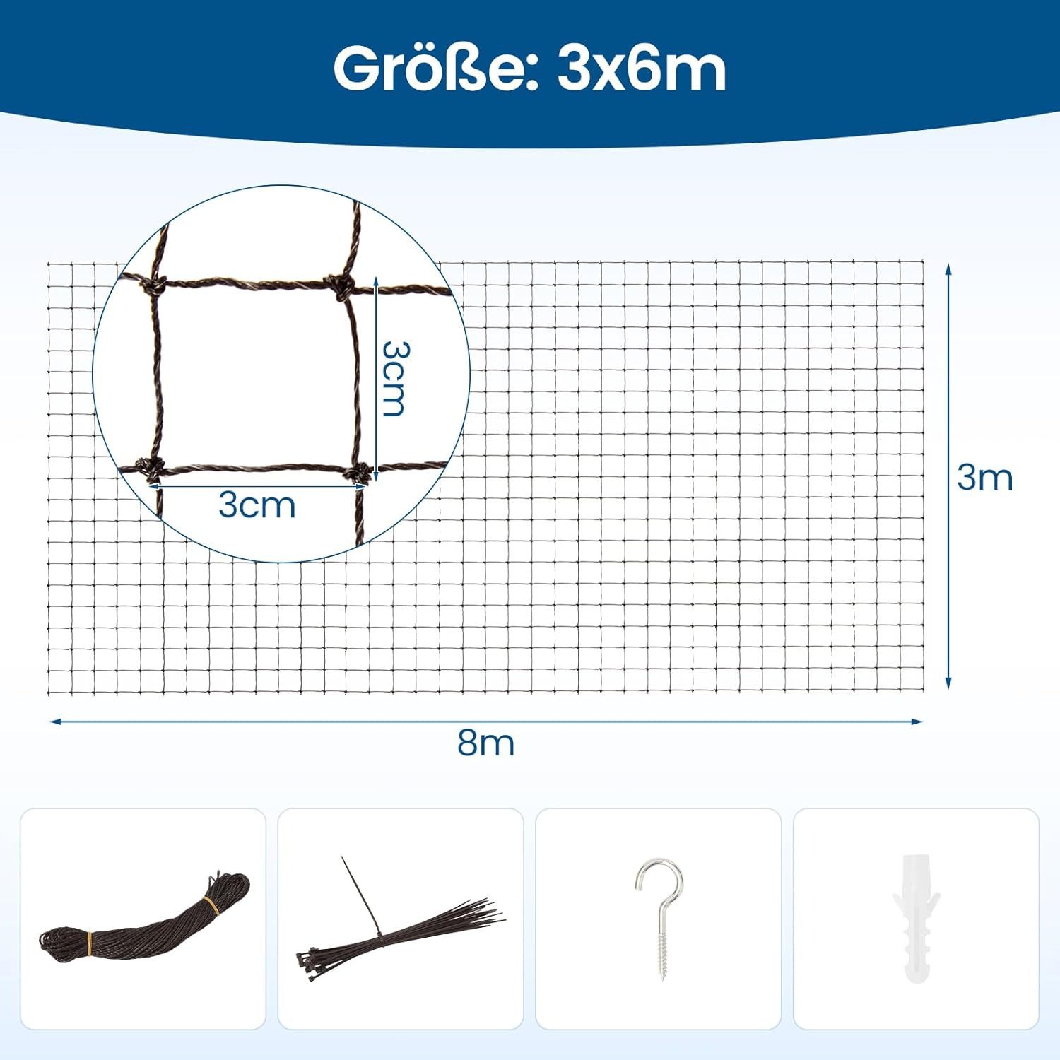 Youyijia Schutznetz Katzennetz Balkon, drahtverstärkt, schwarz