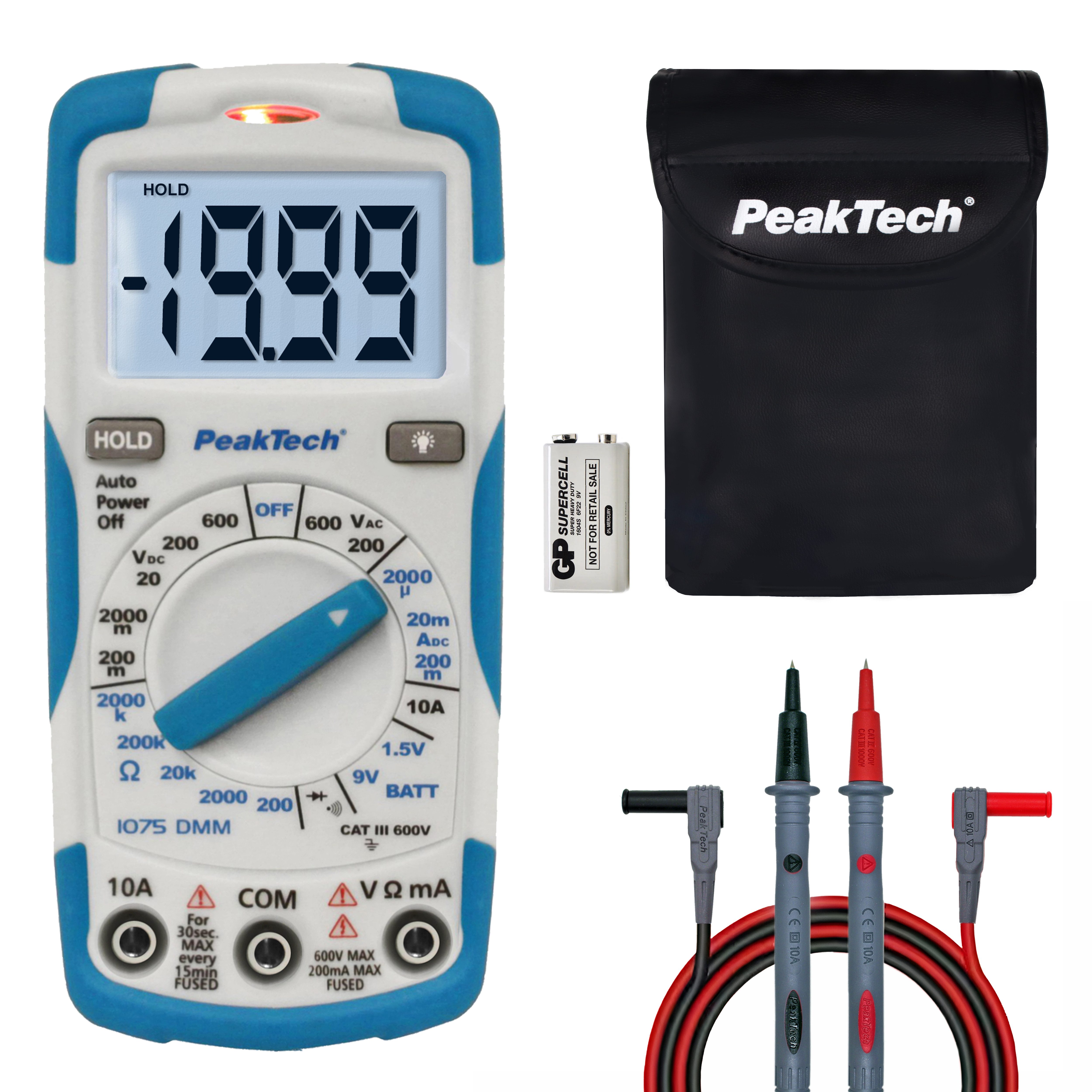 Multimeter PeakTech 1075: Basis Digitalmultimeter ~ 2.000 Counts