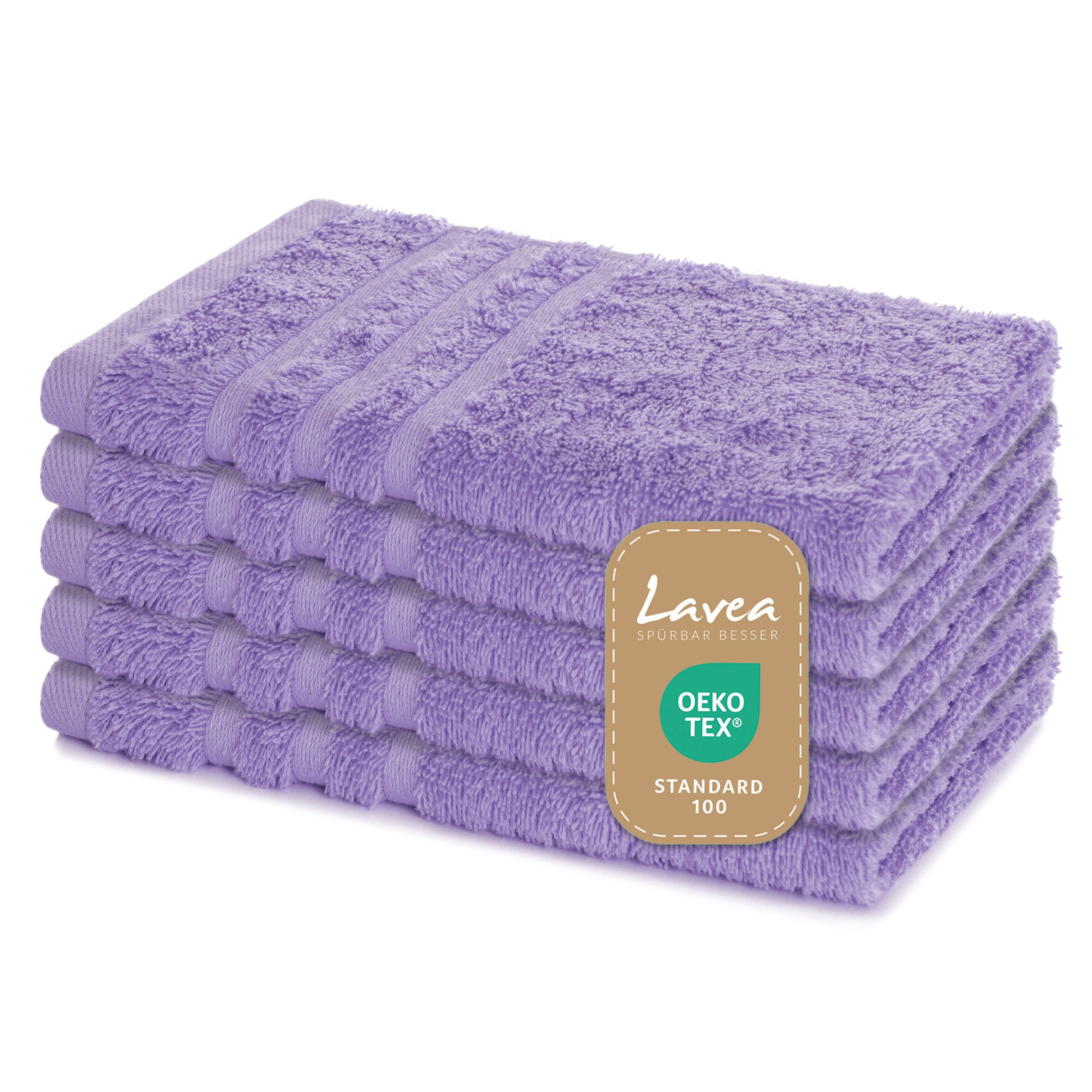 Lavea Gästehandtuch Elena-Frottierserie 30x50 cm, 100% Baumwolle (5er Set), 500 g/m² Frottier, weich & saugstark, pflegeleicht