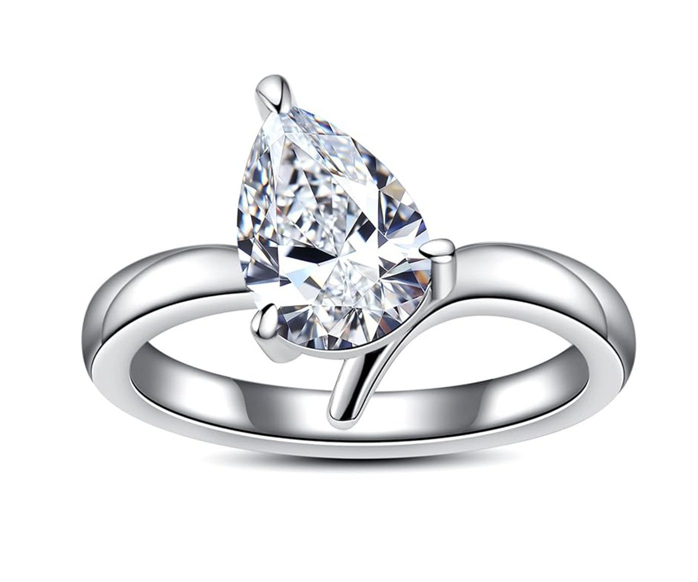 Jumpeak Trauring Ring für den Heiratsantrag,D,VS1,2EX, Ring weiBgold damen,2ct, Geschenk für frau,Liebes geschenk für sie,Geschenk zur firmung mädchen