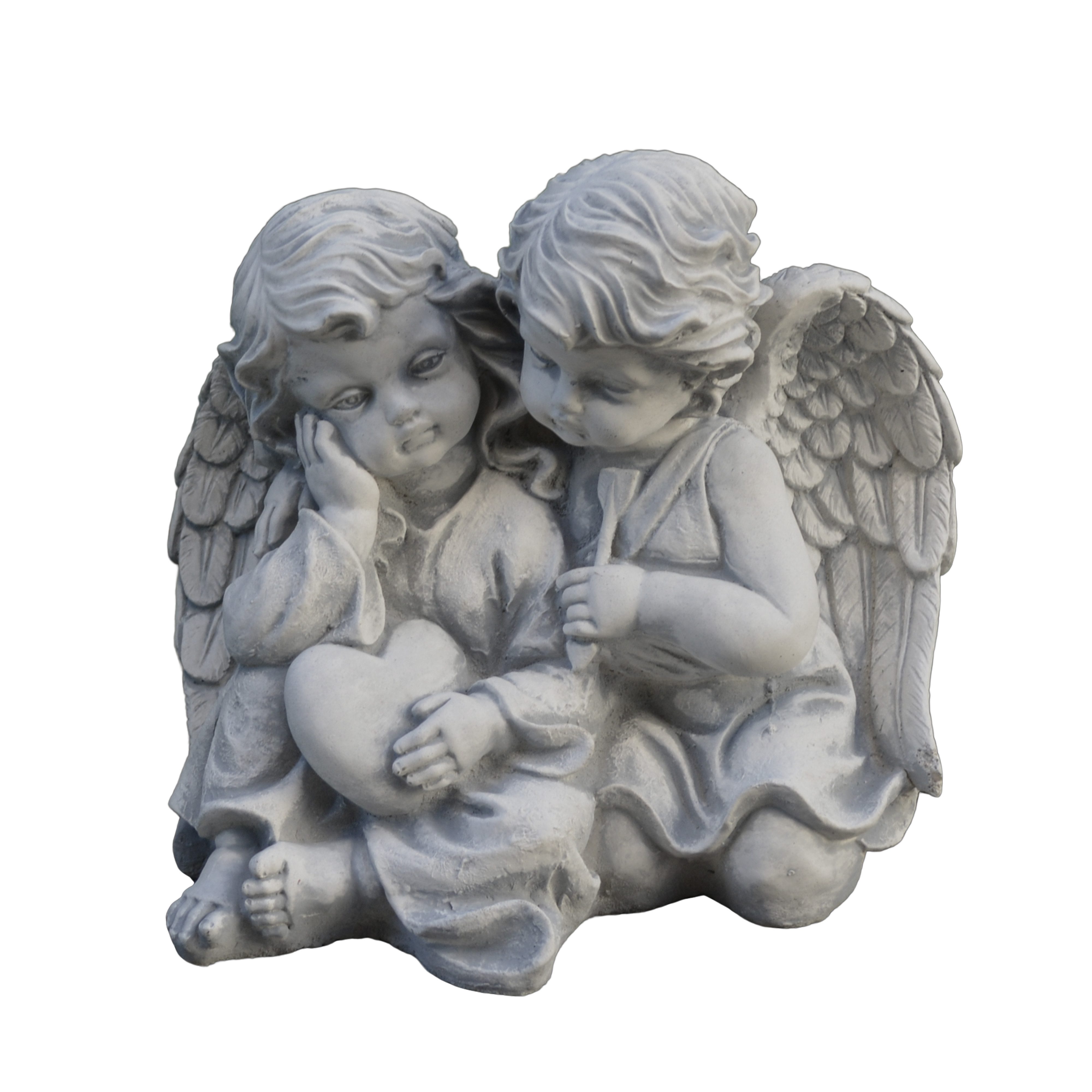 gartendekoparadies.de Gartenfigur Engel Paar für Glück und Liebe, Steinfigur, H. 22 cm, 5 kg, Frostsicher