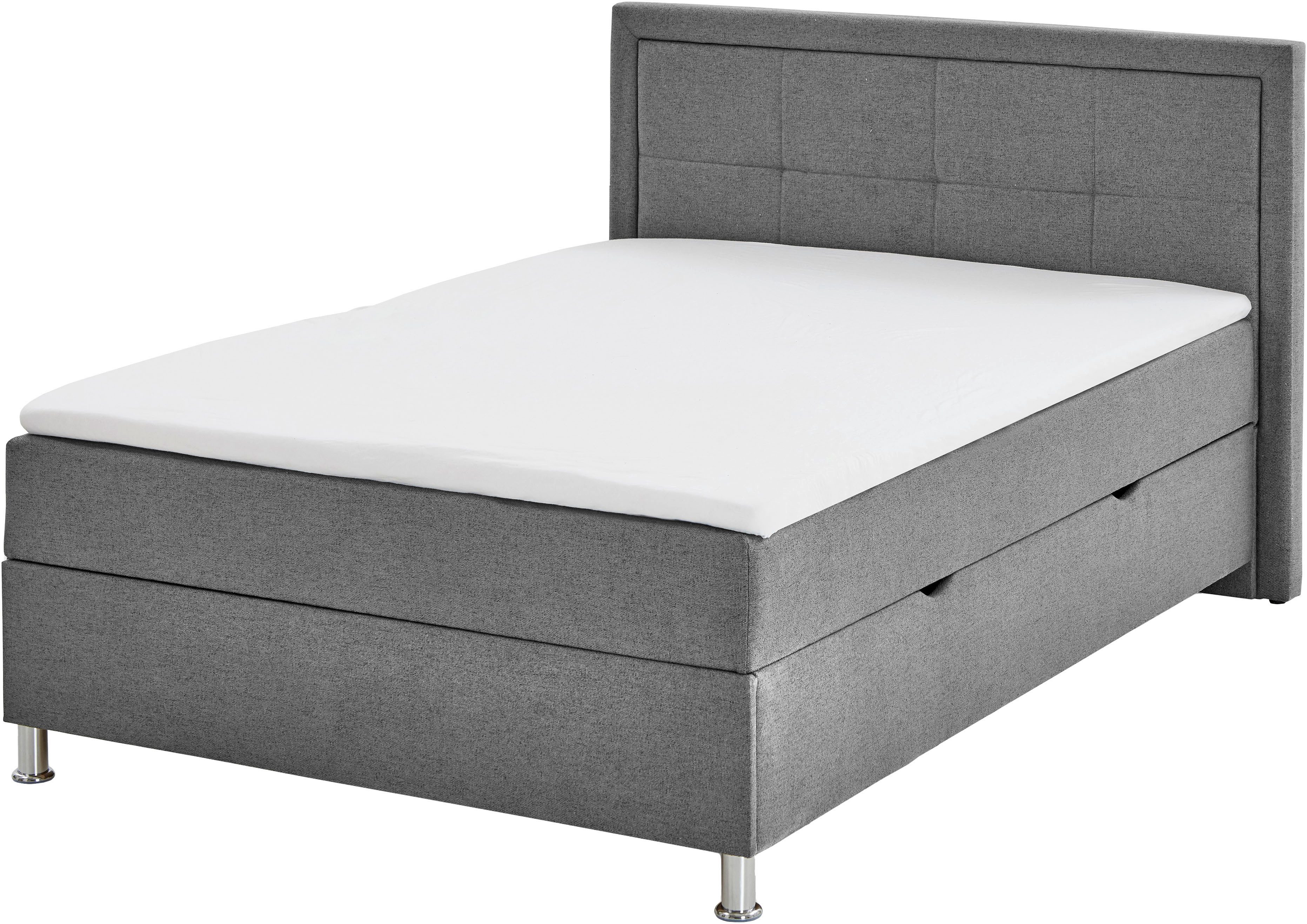 Home affaire Boxbett Fergus inkl. Bettkasten und Topper, Breite 120cm, mit Metallfuß in Chromoptik