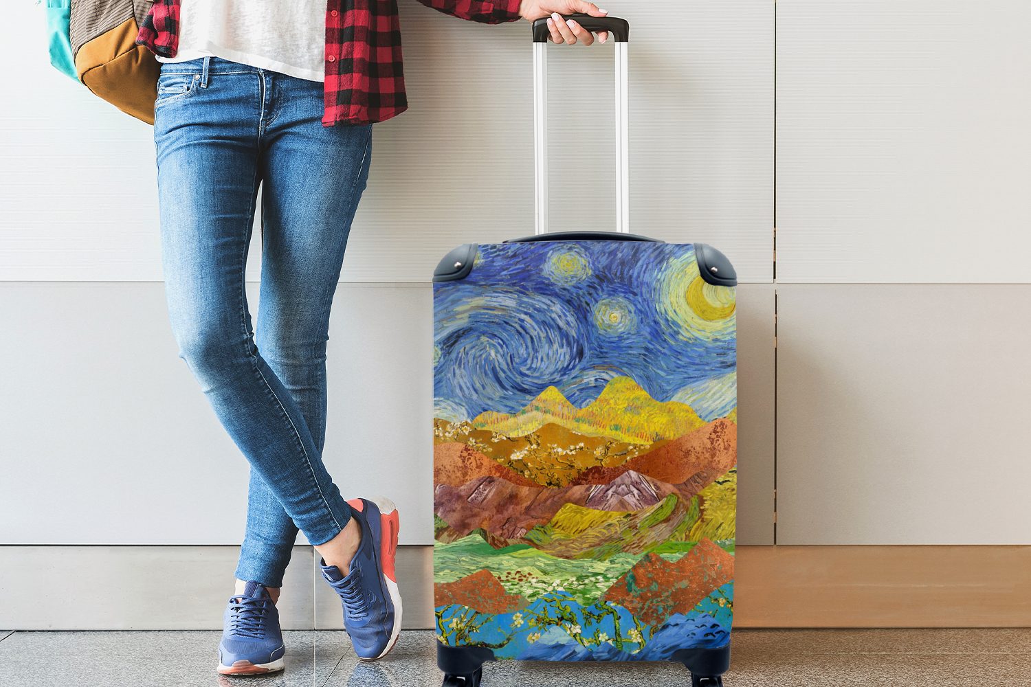 MuchoWow Handgepäckkoffer Handgepäck Gogh - Trolley, Meister 4 mit Rollen, Malerei, Reisetasche Reisekoffer - Alte für Van rollen, Ferien