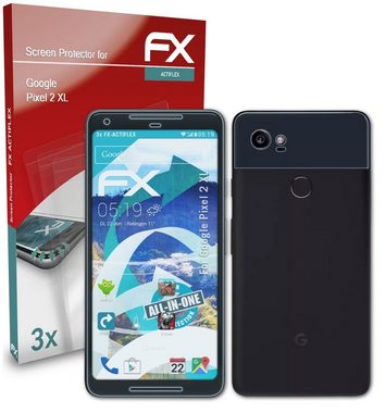 atFoliX Schutzfolie Displayschutzfolie für Google Pixel 2 XL, (3er Set), Ultraklar und flexibel