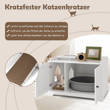 COSTWAY Tierhaus 2 in 1 Katzenhaus Katzenschrank, mit Kratzbrett