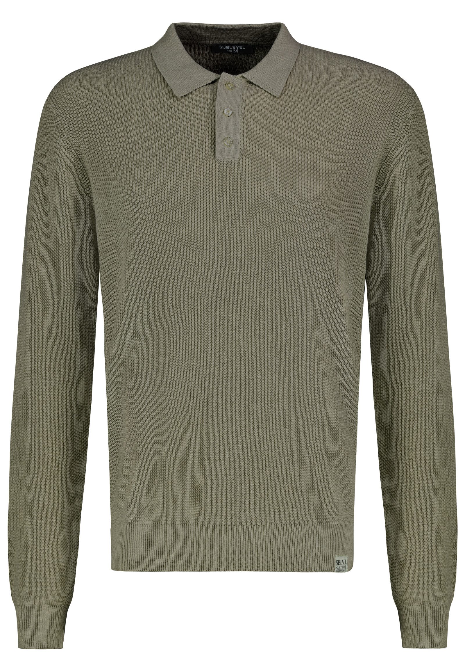 SUBLEVEL Strickpullover Klassisches Design Einfarbiger Rundhals für Herren (1-tlg) Luftige Strickstruktur, Drei-Knopf-Detail, Saubere Abschlüsse