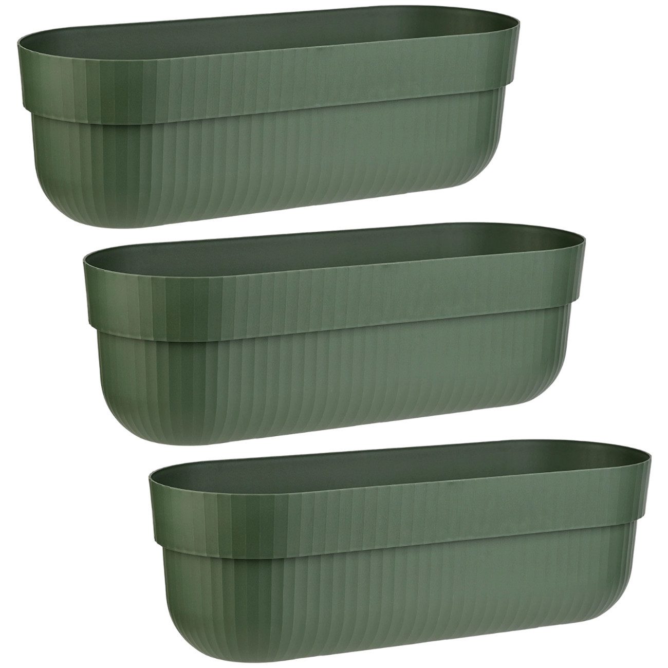 Engelland Blumenkasten mit Wasserspeicher/Drainagesystem und Abstandshalter (Vorteils-Set, 3 St), Blumentopf, 50 cm, PP-Kunststoff, Balkonkasten, länglich, formstabil