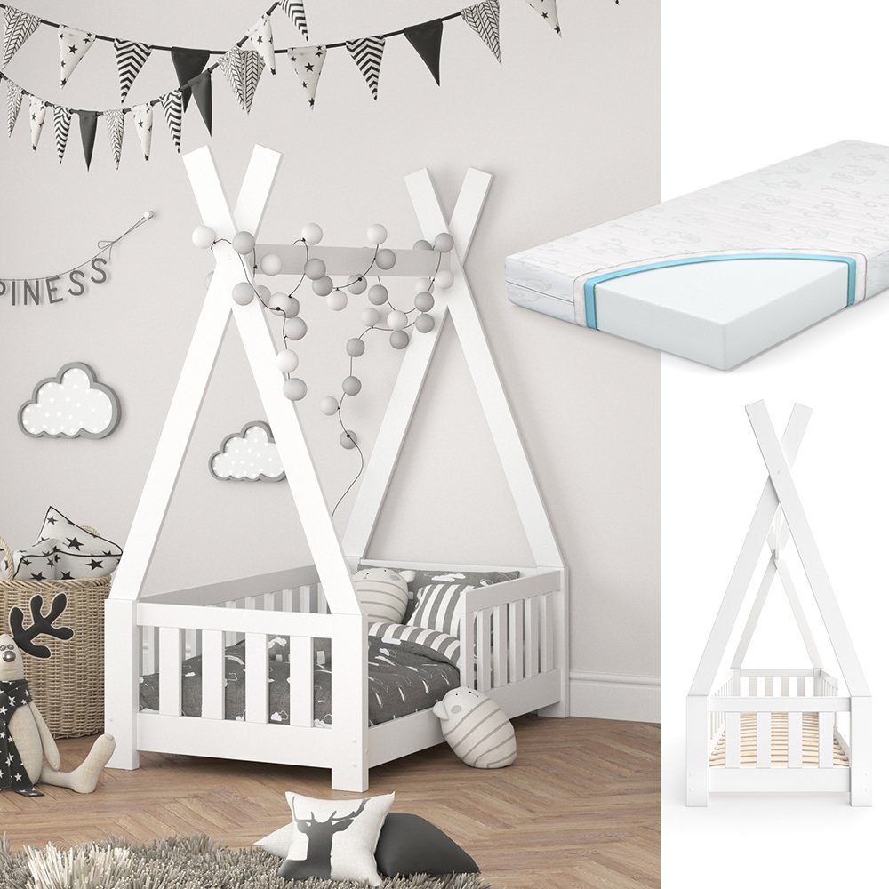 VitaliSpa® Kinderbett Tipi, Weiß, 70x140 cm günstig online kaufen