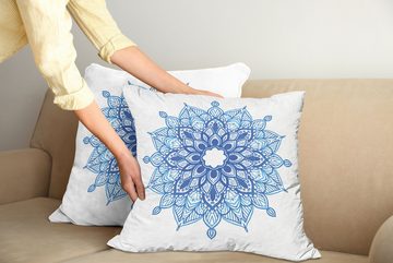 Kissenbezüge Modern Accent Doppelseitiger Digitaldruck, Abakuhaus (2 Stück), Blauer Mandala Ethnische Ornament Blume
