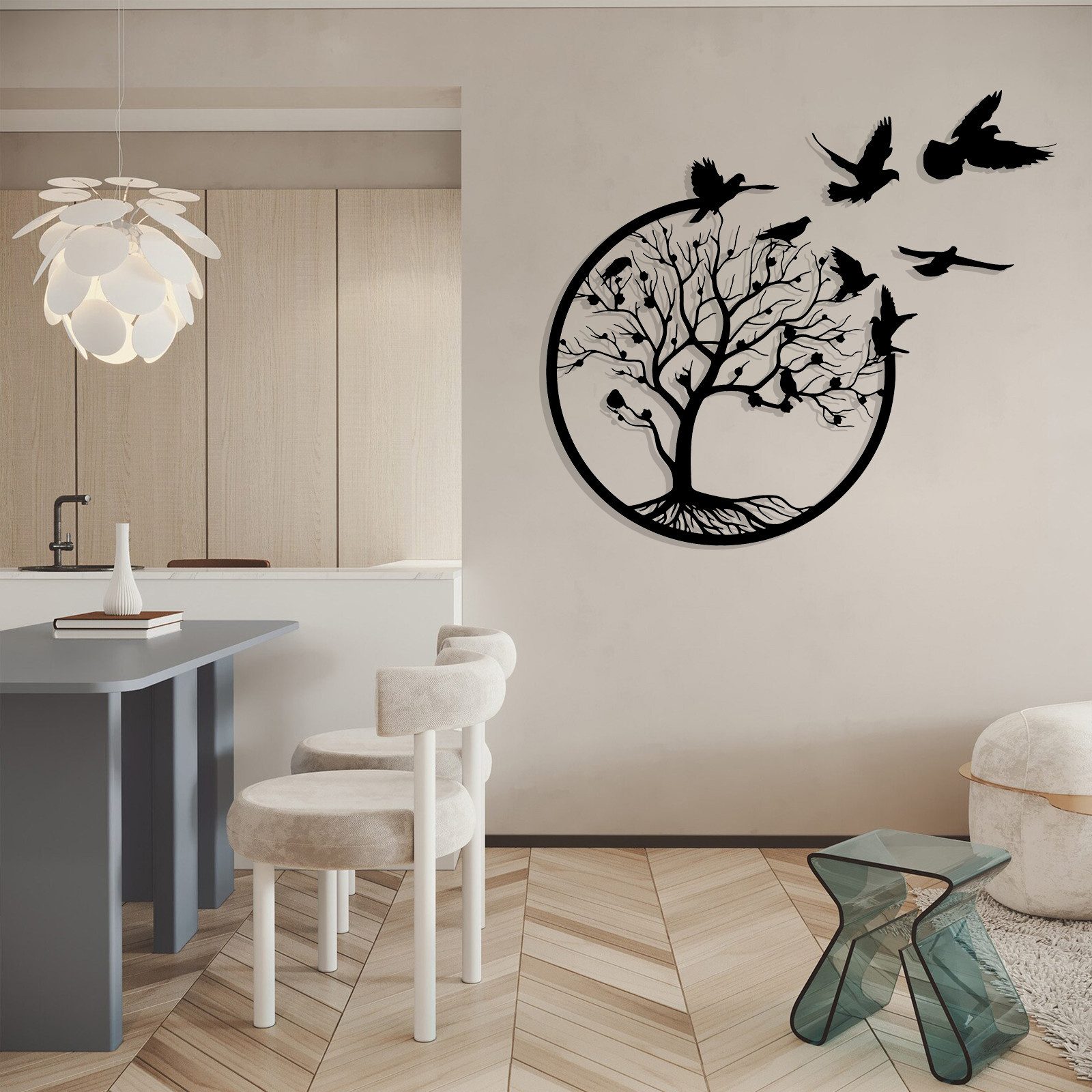 Jumpeak Wanddekoobjekt Lebensbaum Metall Wanddekoration, Minimalistisch, Na günstig online kaufen