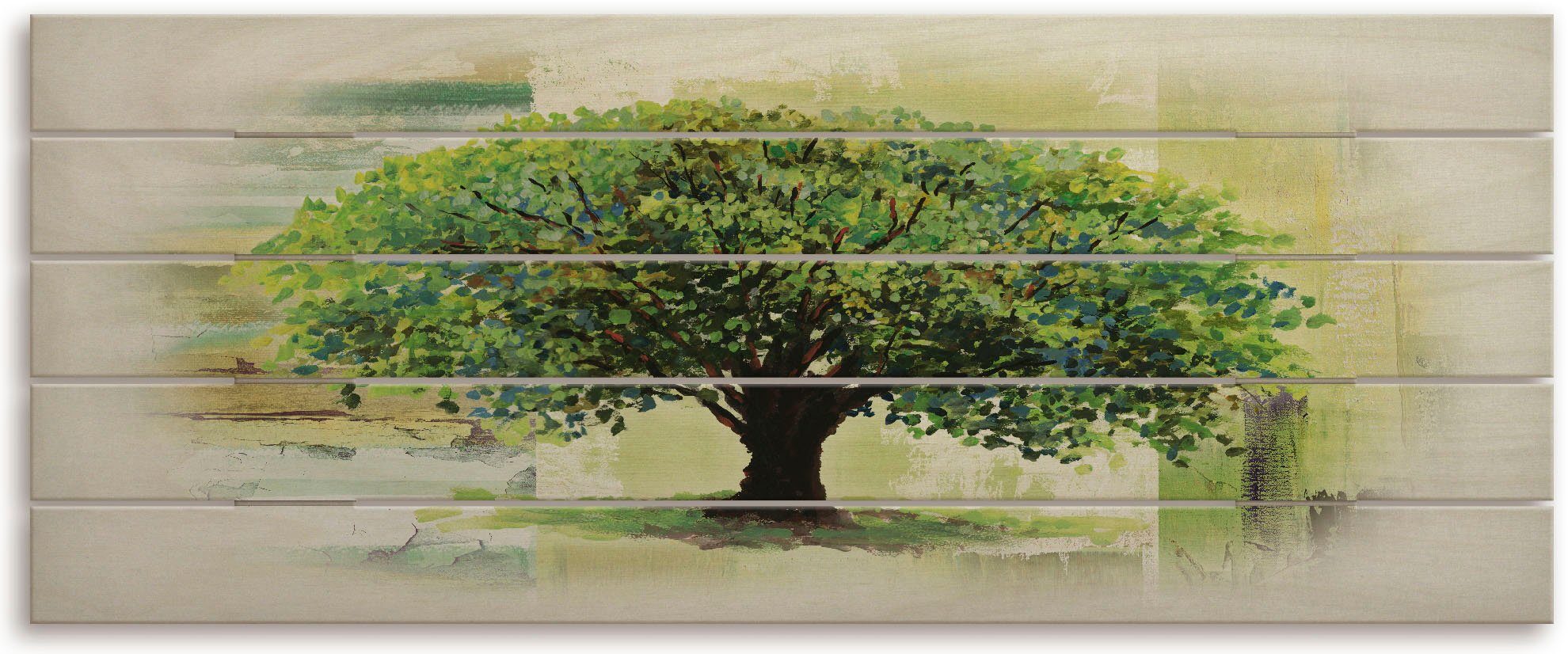Artland Holzbild Frühlingsbaum auf abstraktem Hintergrund, Baumbilder (1 St)