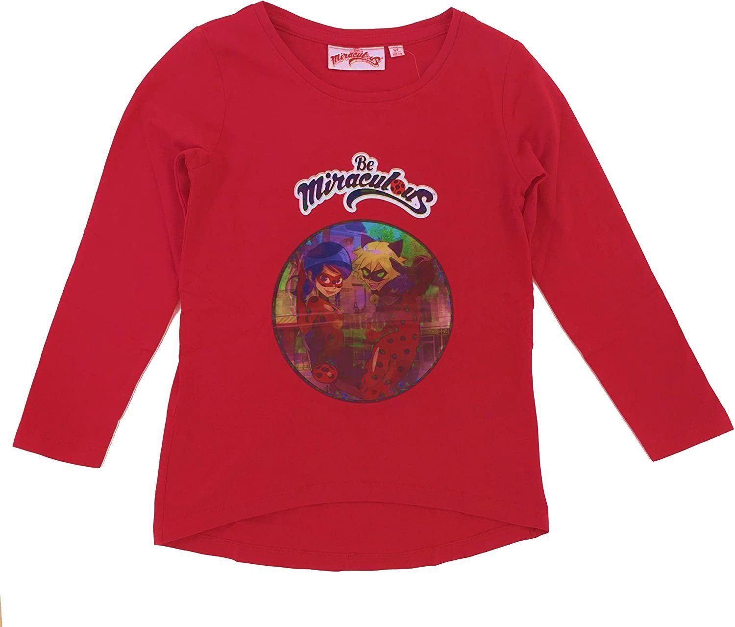 Langarmshirt MIRACULLUS LADYBUG LANGARM T-SHIRT MÄDCHEN GR.110 116 128 FÜR 5 6 8 JAHRE MIT 3D DRUCK