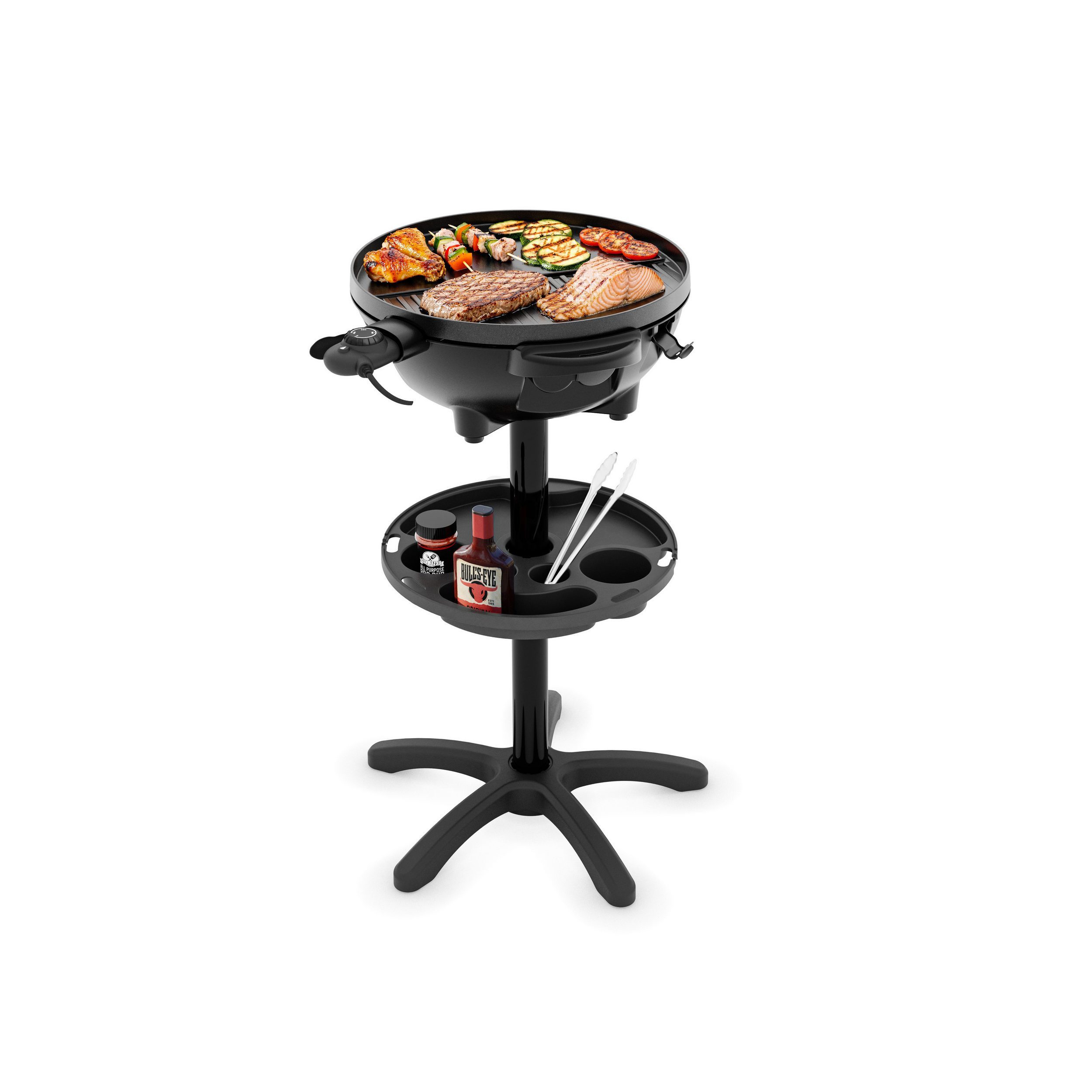 Tristar Elektrogrill BQ-2885, 2400 W, Ø 41 cm, mit Ständer, Deckel & Thermometer, auch als Tischgrill