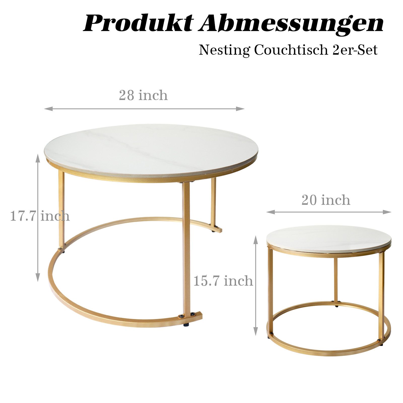 G-LEAF Couchtisch Beistelltisch-Set mit platzsparendem Nesting-Design günstig online kaufen