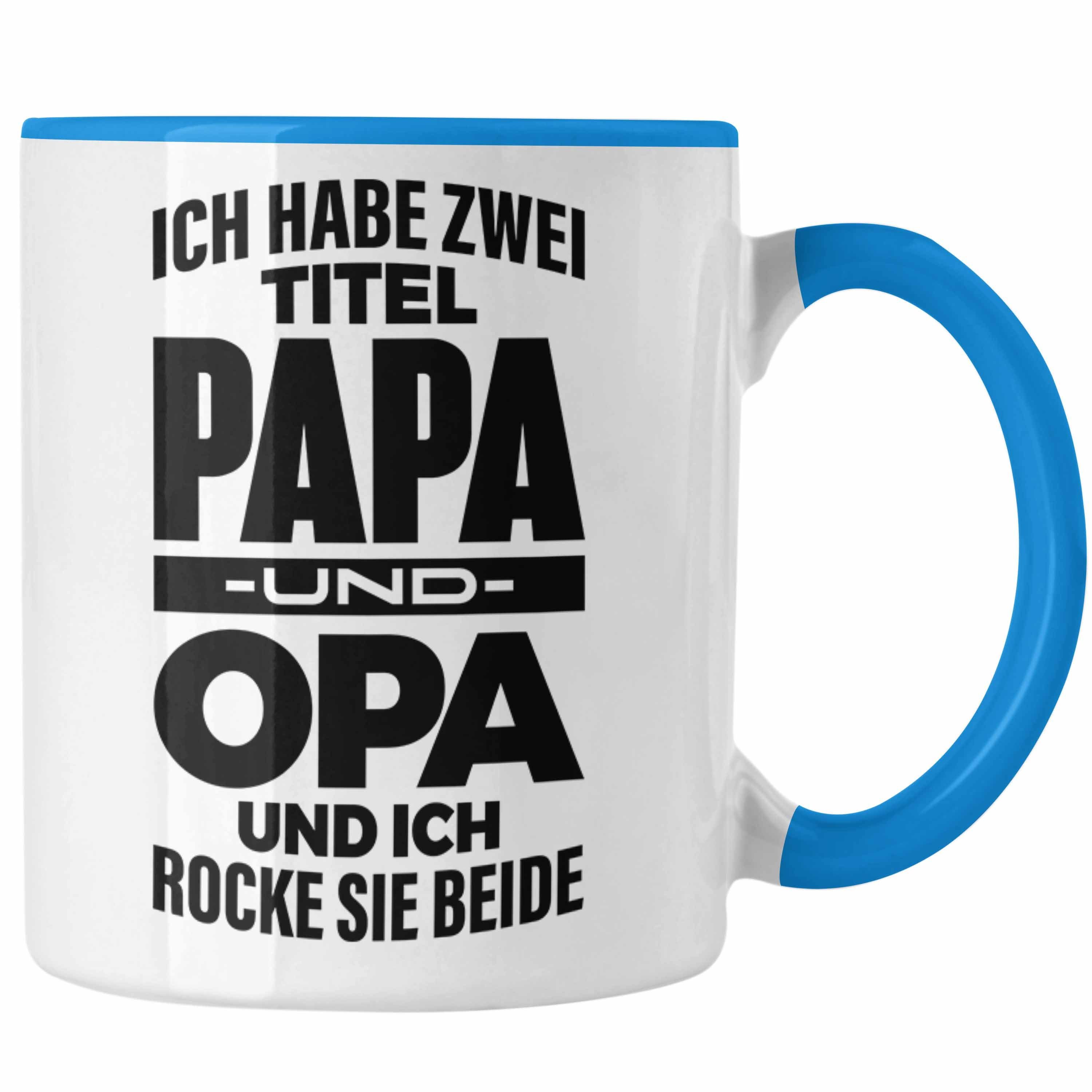 Trendation Tasse Trendation - Papa und Opa Tasse Geschenk für Opa Weihnachten Geburtstag Lustige Tasse Bester Opa Blau