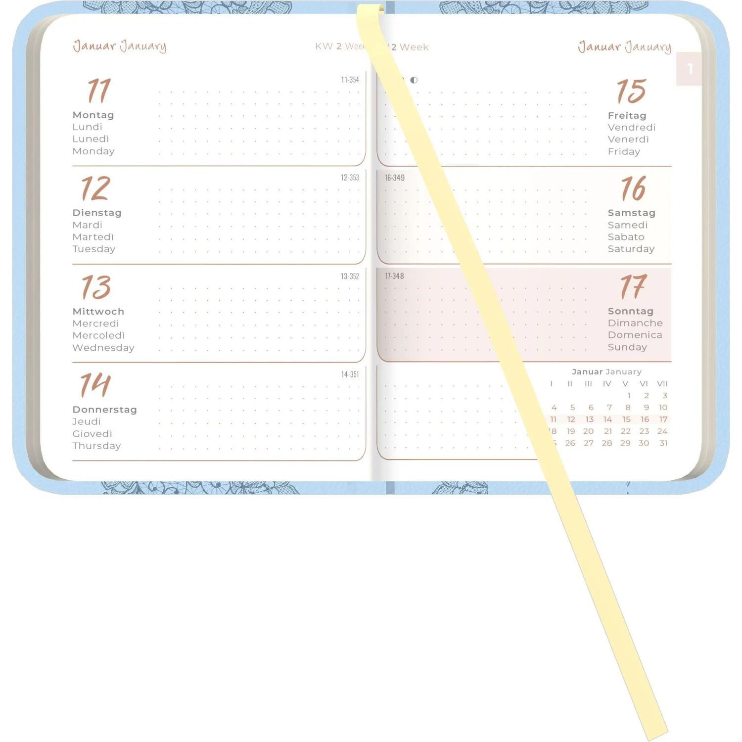Taschenkalender Lady Journal Mini Deluxe Hellblau 2027 – Bild 2 von 2