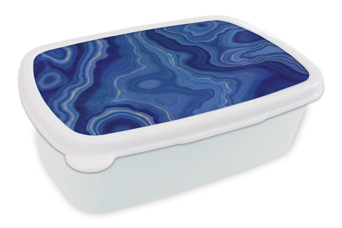 MuchoWow Lunchbox Blau - Achat - Steine, Kunststoff, (2-tlg), Brotbox für Kinder und Erwachsene, Brotdose, für Jungs und Mädchen weiß