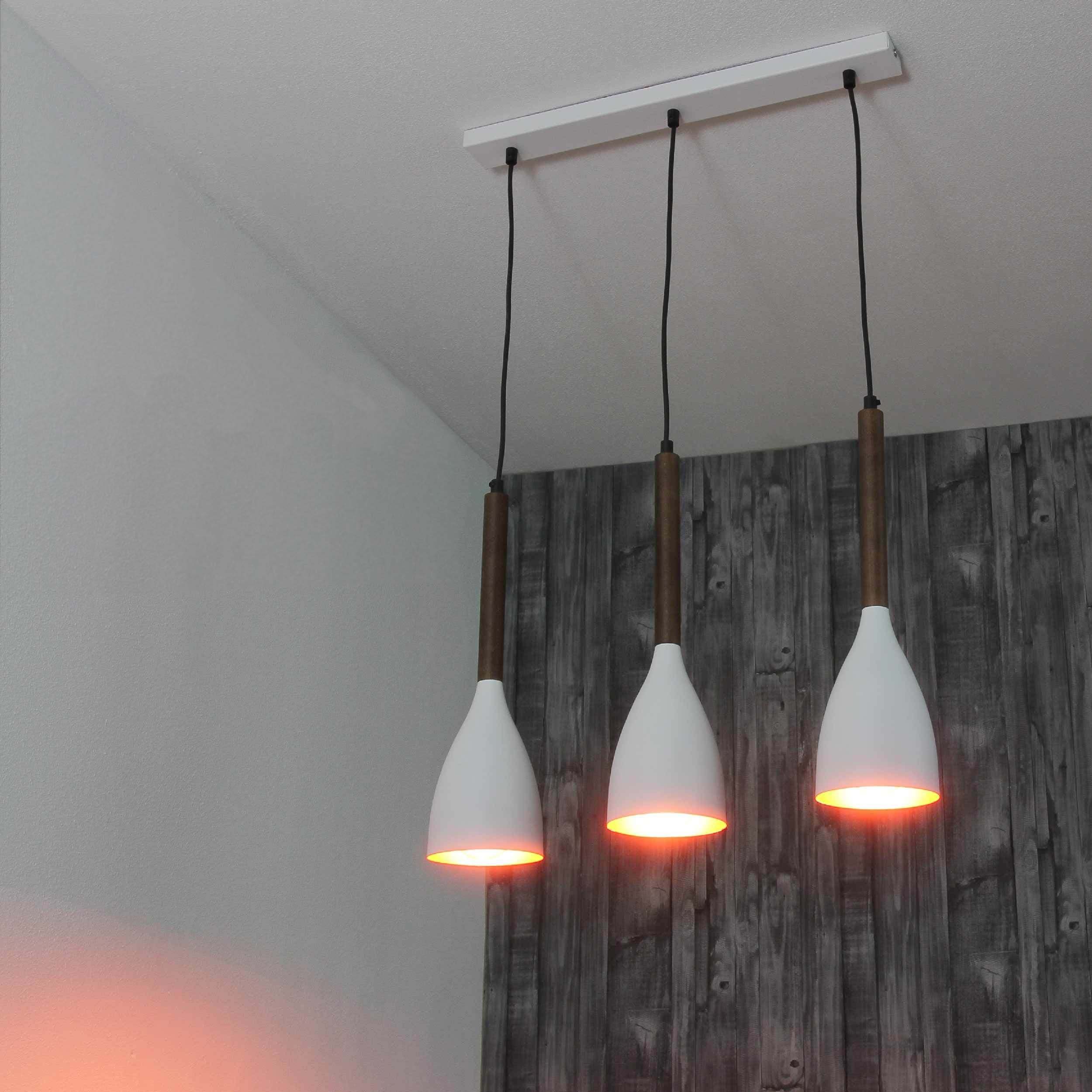 Licht-Erlebnisse Weiß Hängelampe Wohnzimmer MUZA, ohne Pendelleuchte Hängeleuchte Retro Holz Leuchtmittel, Esstisch Design
