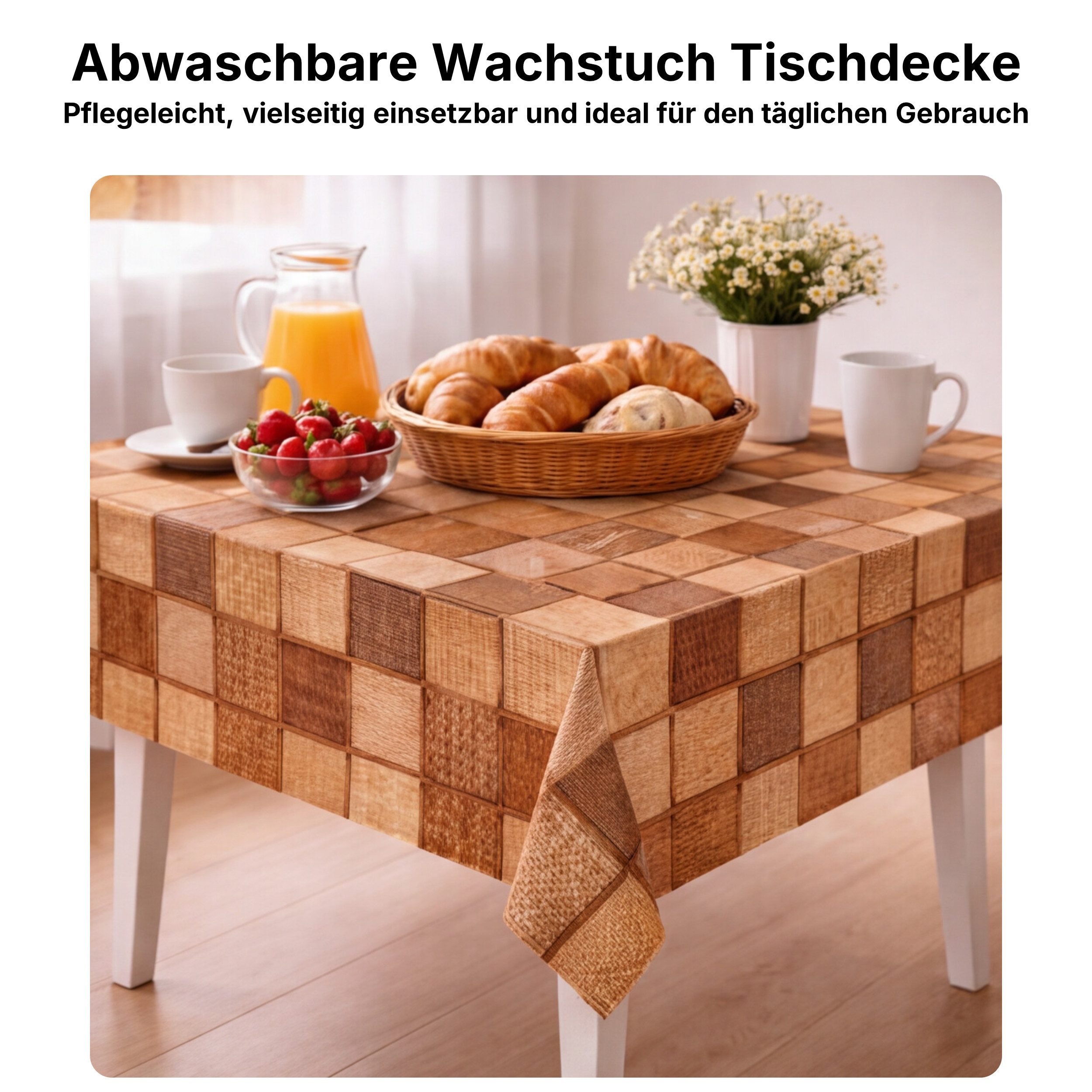 Melody Gartentischdecke Wachstuch Tischdecke Gartentischdecke rattan braun eckig rund oval, fleckenabweisend, wasserabweisend, Glattes Gewebe
