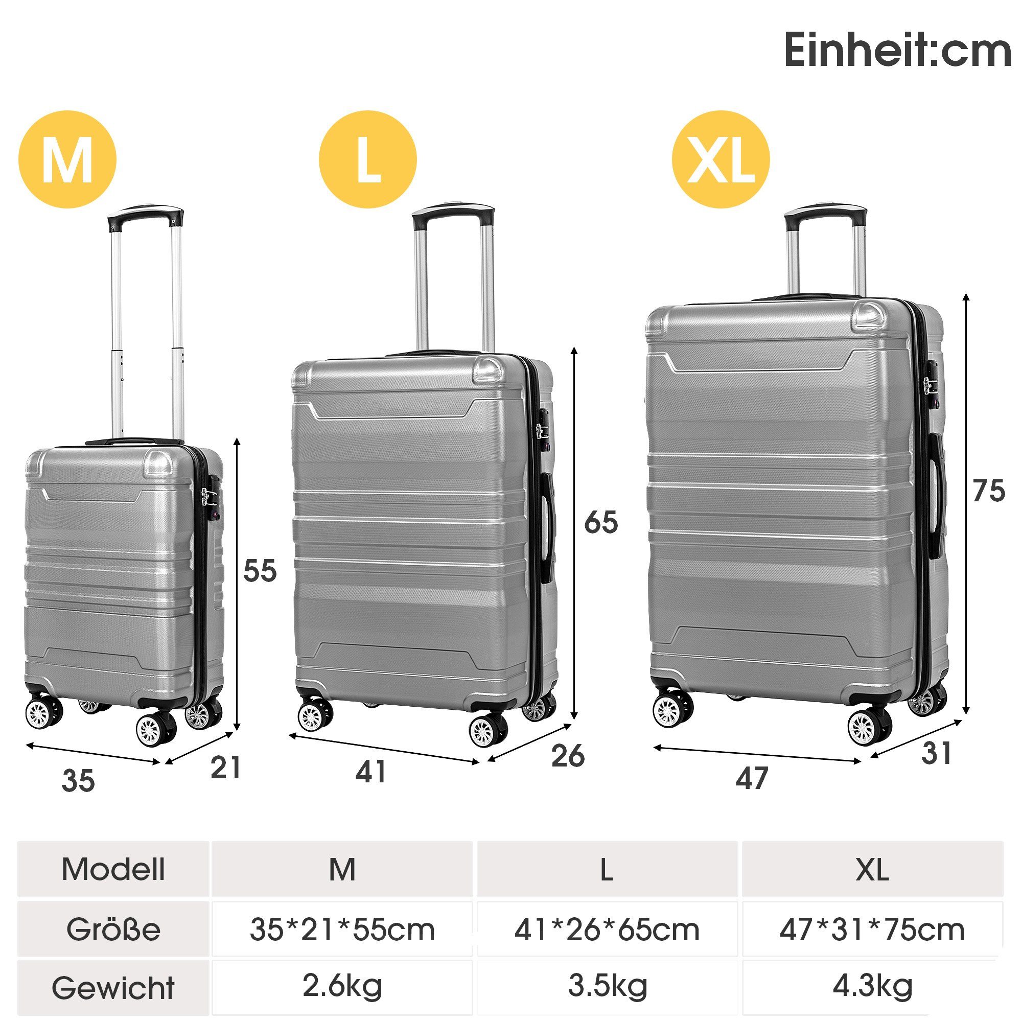 Flieks Hartschalen-Trolley, 4 Rollen, Trolleyset Handgepäck günstig online kaufen