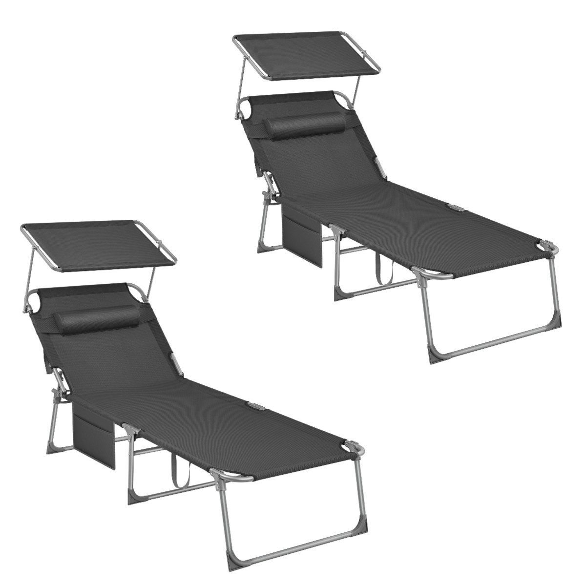 SONGMICS Gartenliege, 2 St., Große Sonnenliege,klappbarer Liegestuhl,200x71x38cm