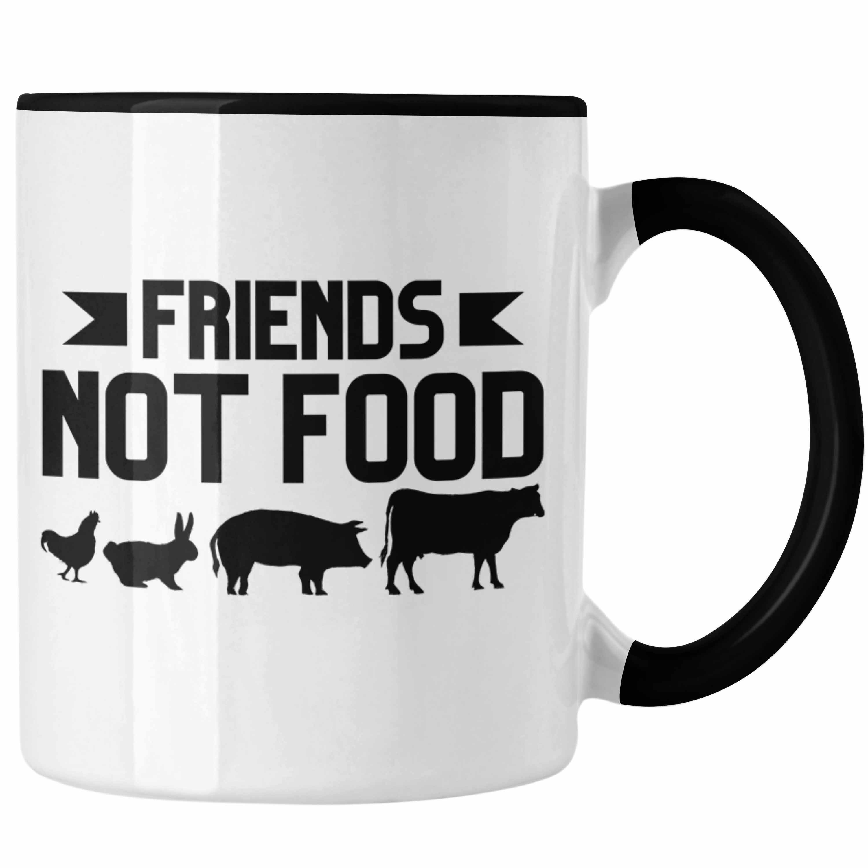 Trendation Tasse Trendation - Veganer Tasse Geschenk Friends Not Food Vegan Geschenkidee Lustiger Spruch Vegane Lebensweise Spruch