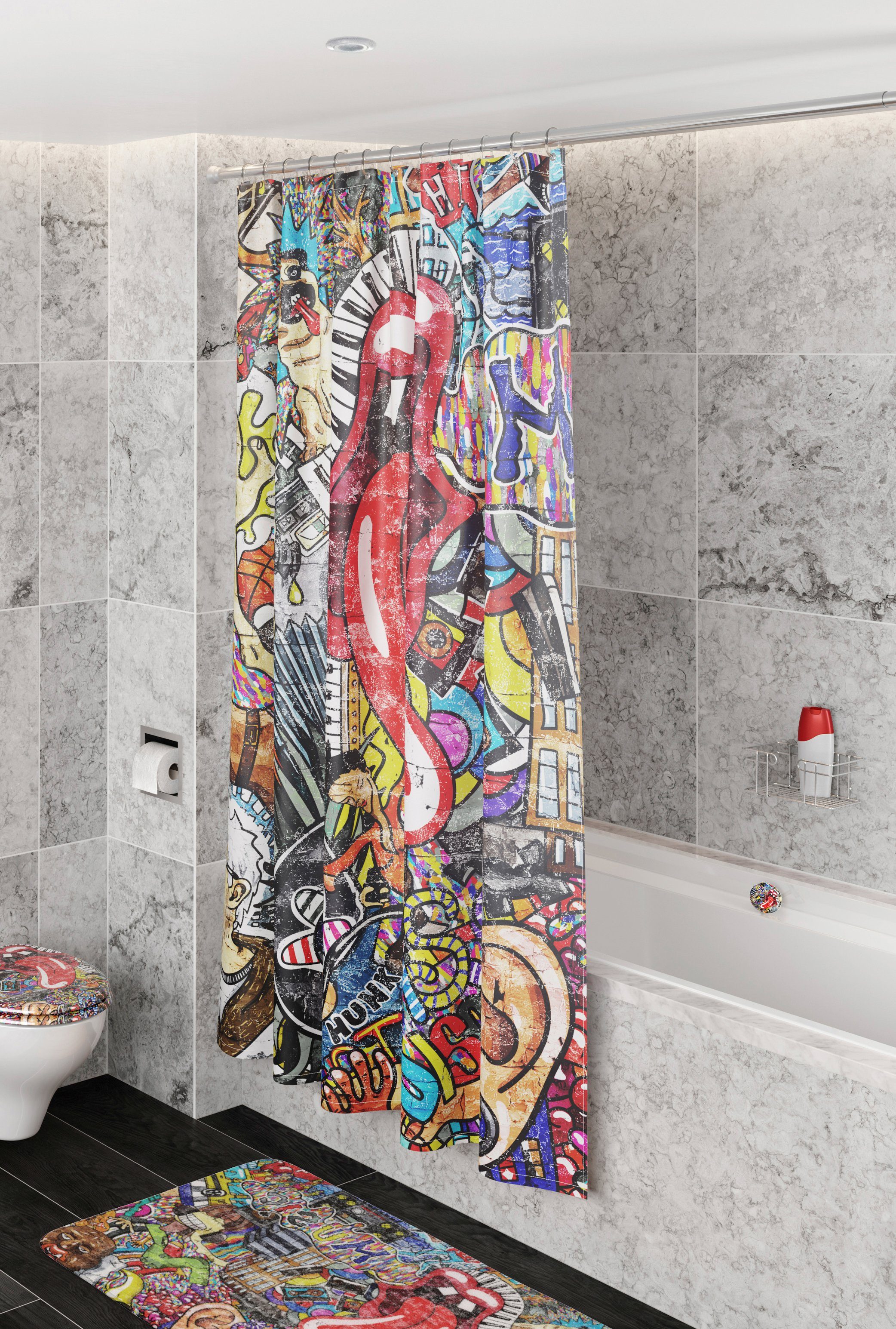 Sanilo Duschvorhang Graffiti Breite 180 cm, Höhe 200 cm