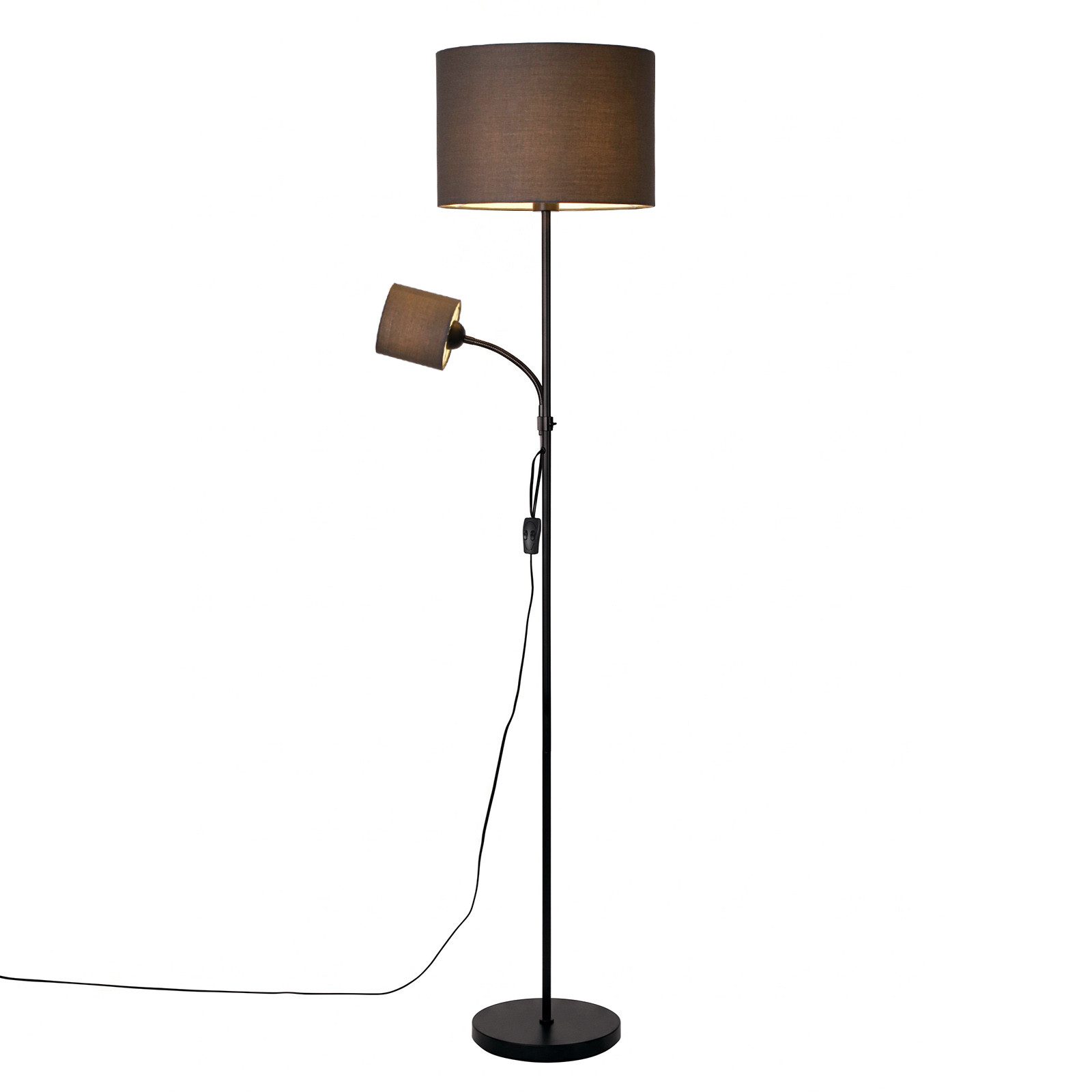 OTTO home Stehlampe Avveline - Textilschirm Stehleuchte, ohne Leuchtmittel, H. 168 cm, Stoffschirm Ø 36 x 25 cm E27 Leseleuchte Ø 12 x 11,5 cm E14