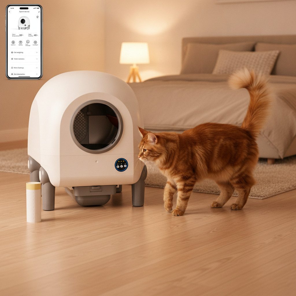 kowdom Katzentoilette Selbstreinigendes Katzenklo 72L mit App für Mehrkatzen