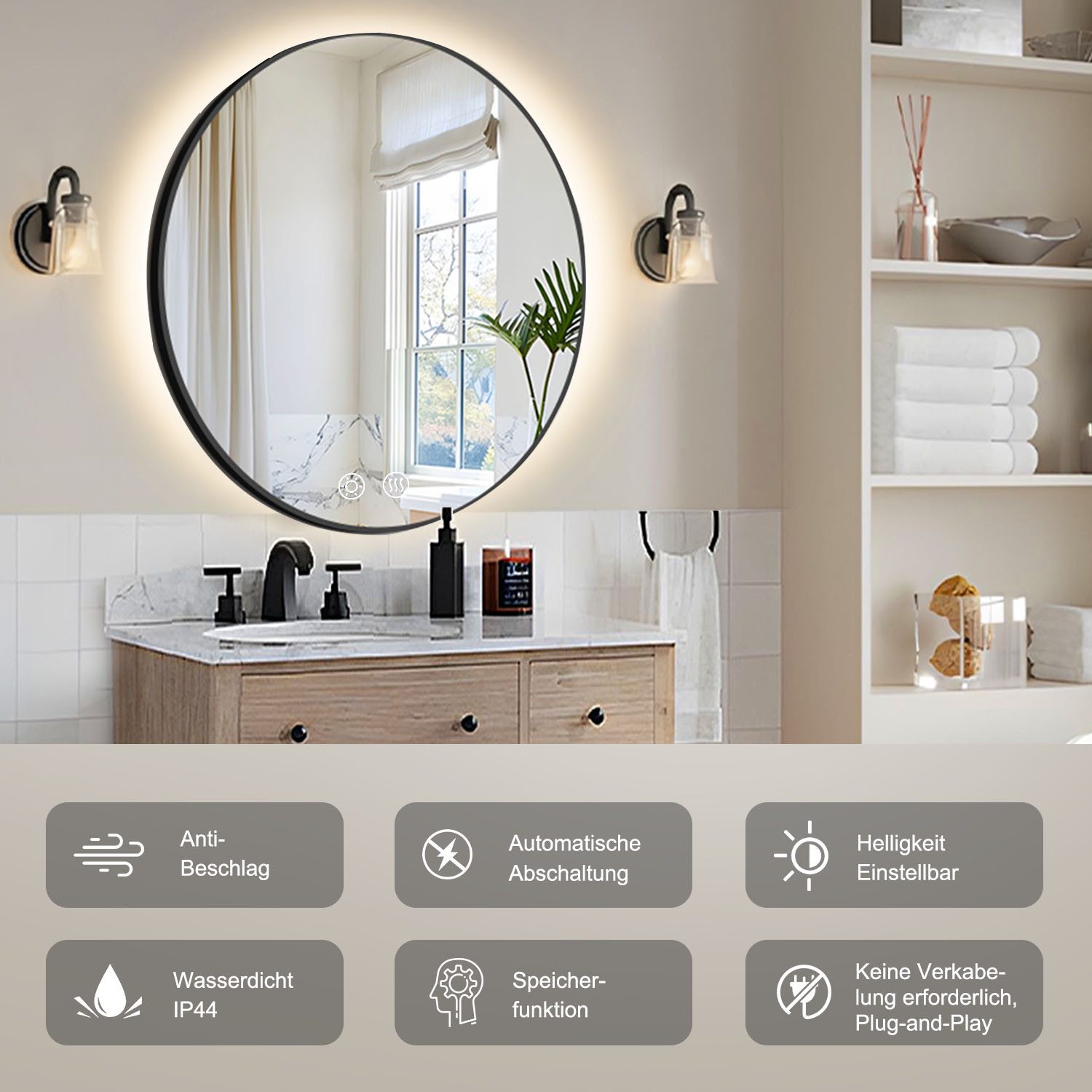 MCURO Badspiegel Rund Wandspiegel mit LED günstig online kaufen