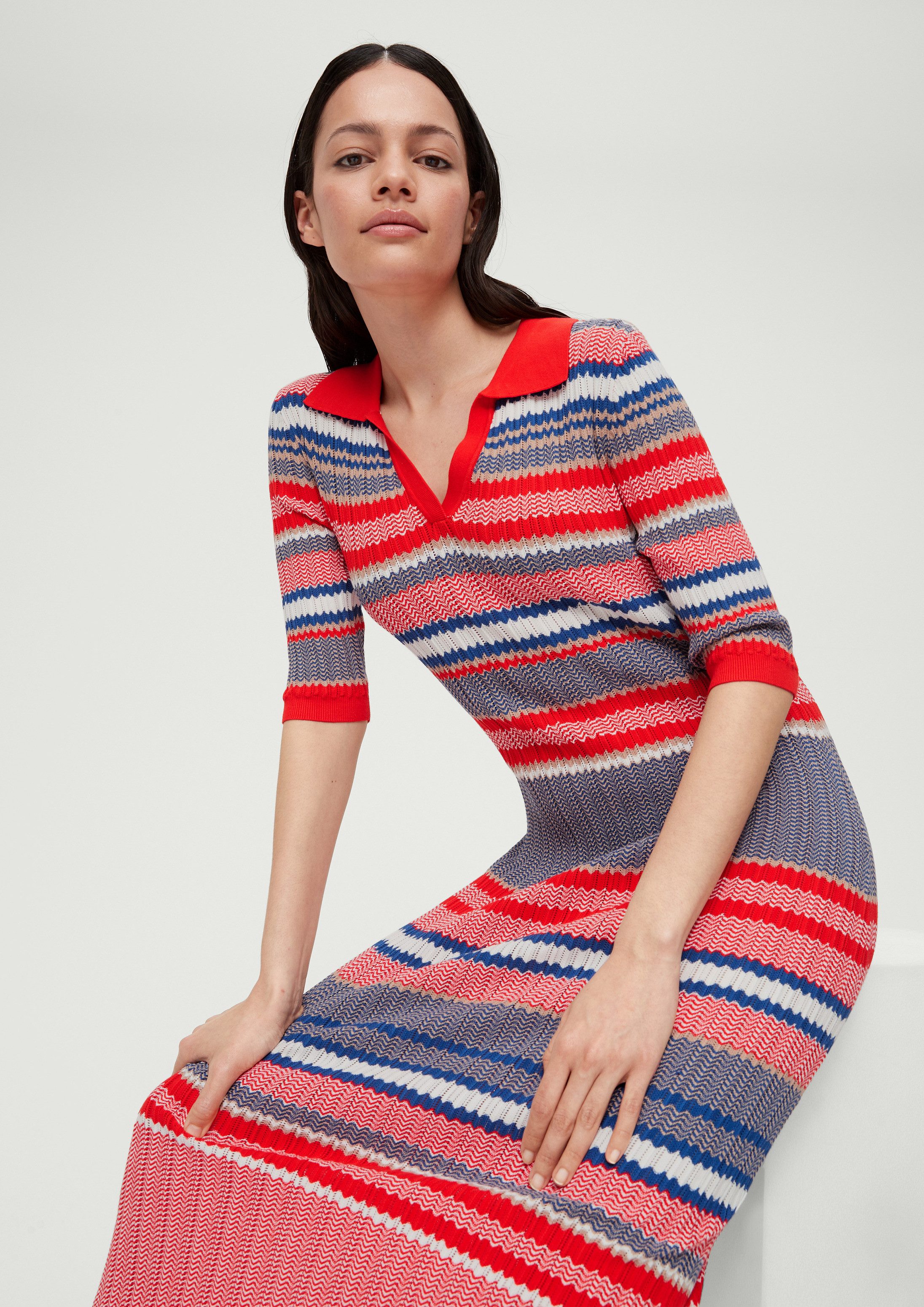 s.Oliver Midikleid Kleid Midikleid mit Streifenmuster