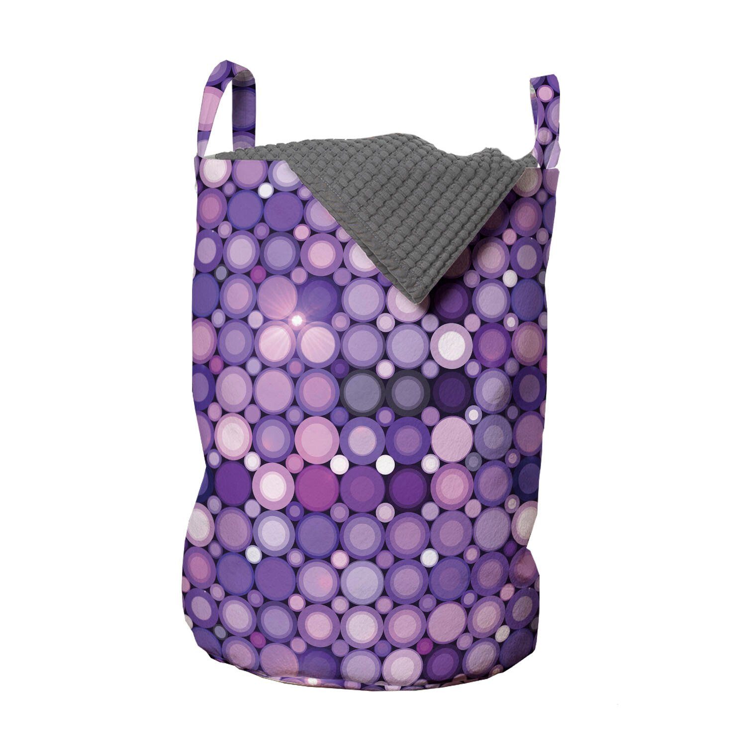 Abakuhaus Wäschesäckchen Wäschekorb Modern Waschsalons, mit Kordelzugverschluss Violet Kreise Griffen Geometrische für