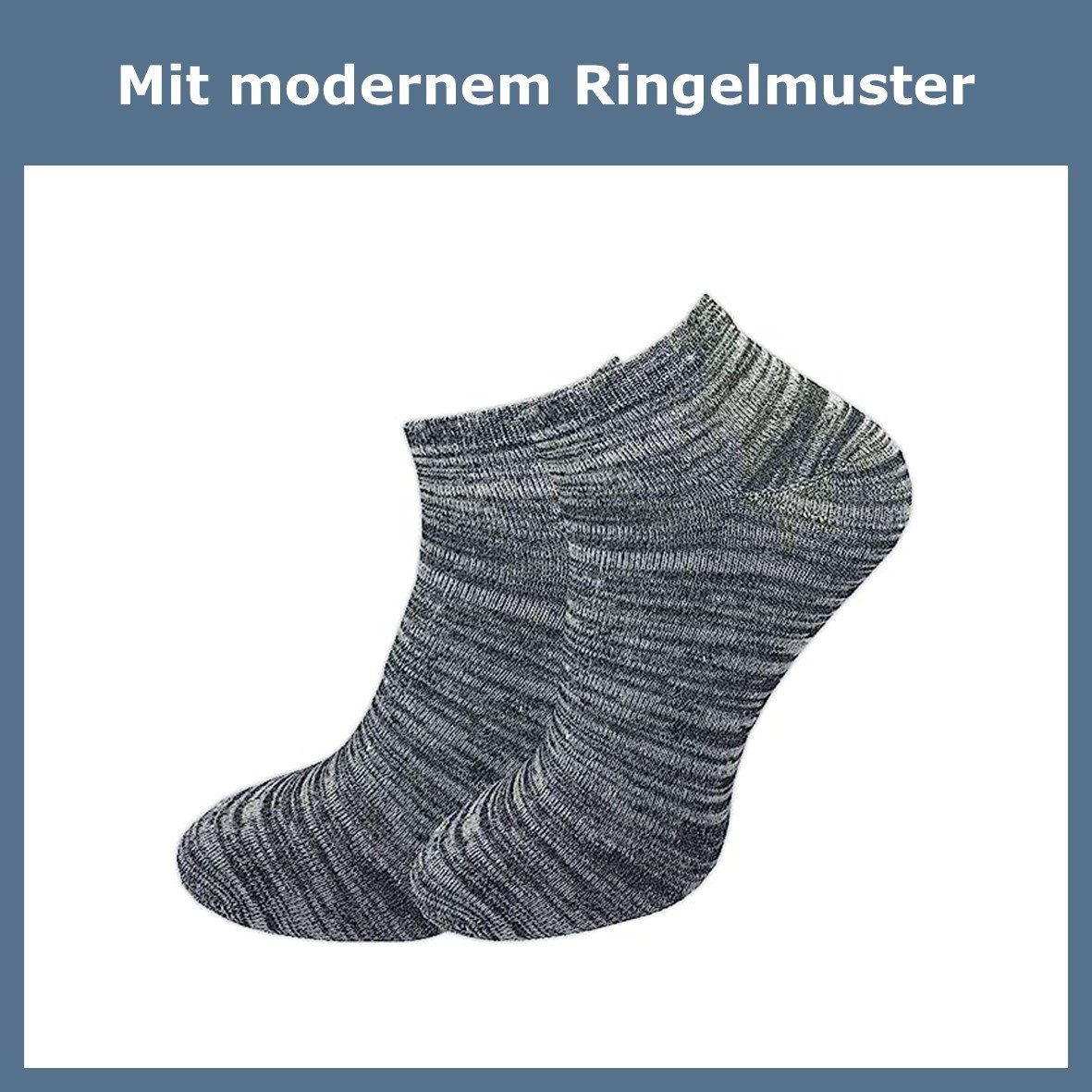 GAWILO Sneakersocken für Damen mit schicker Ringel Optik - perfekter Sitz ohne Verrutschen (6 Paar) atmungsaktiv dank hohem Baumwollanteil - hält Füße frisch & trocken